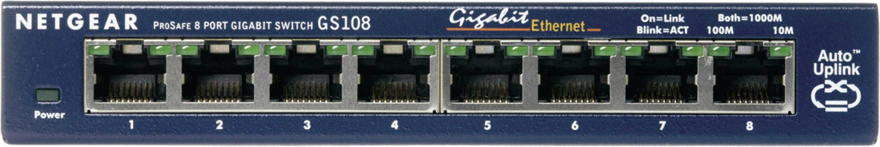 Netgear GS108GE (8 Ports), Netzwerk Switch, Blau