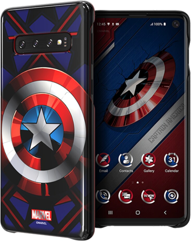 Samsung Friends Marvel Avengers Captain America (Galaxy S10e), Smartphone Hülle, Blau, Rot