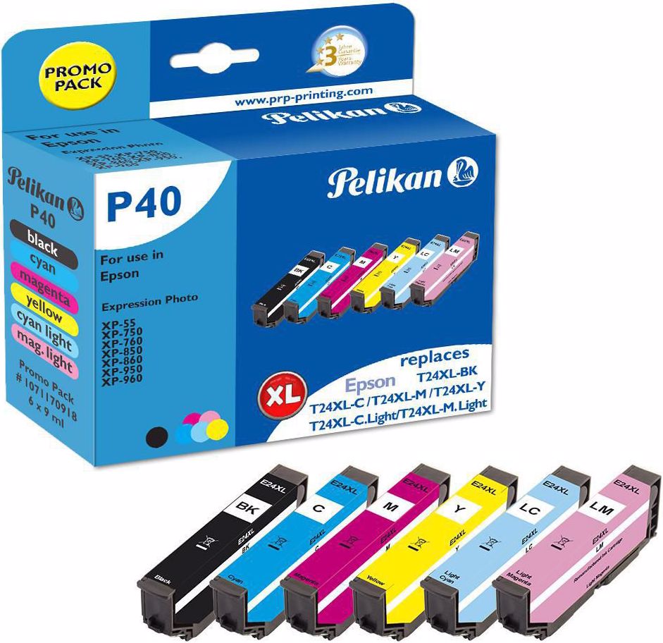 Pelikan Tinte Epson T24XL BK, PHBK, C, M, Y, CL, ML (M, C, LC, LM, Y), Druckerpatrone