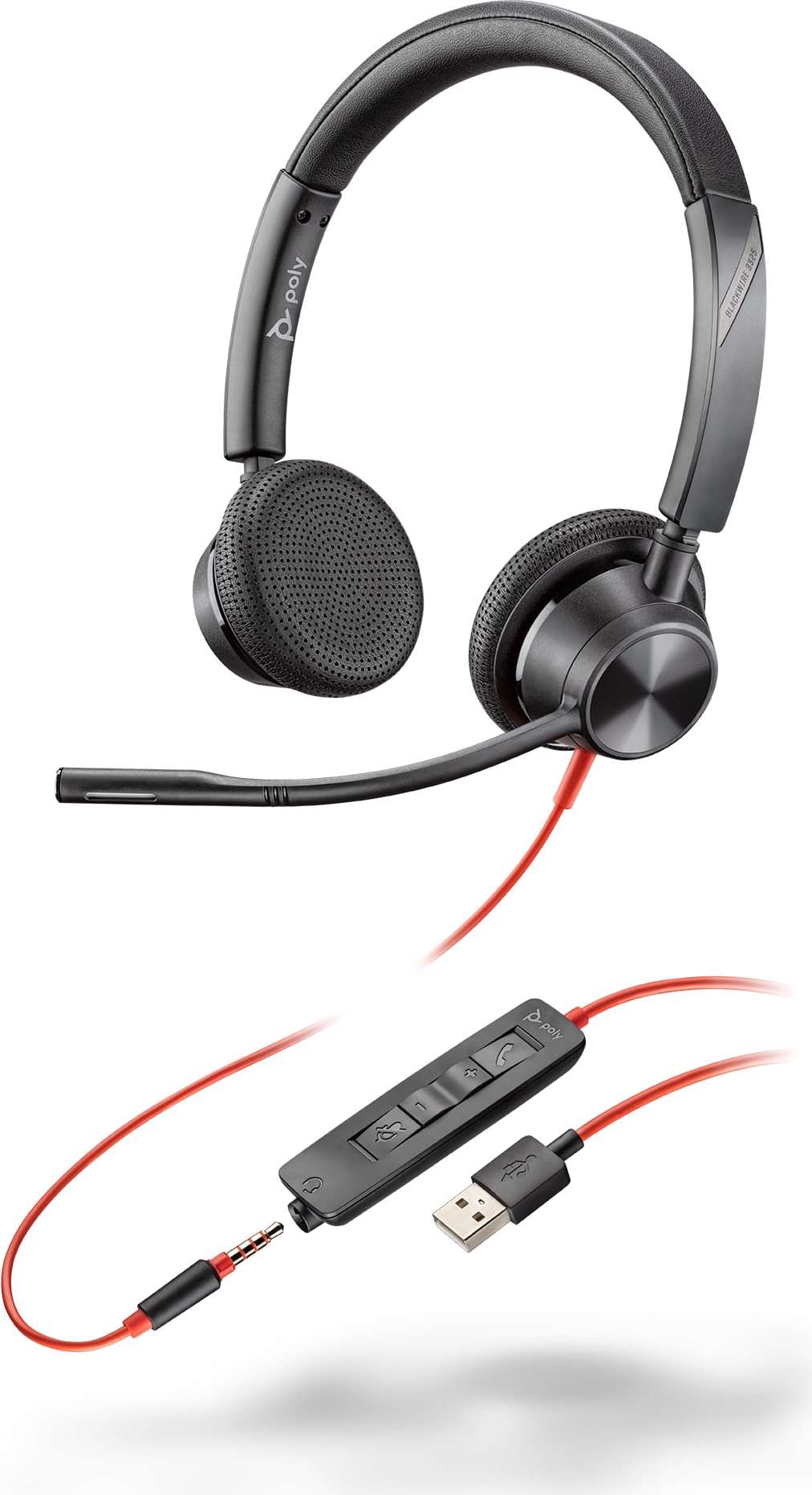 Poly Blackwire C3325 (Kabelgebunden, USB-A), Office Headset, Schwarz