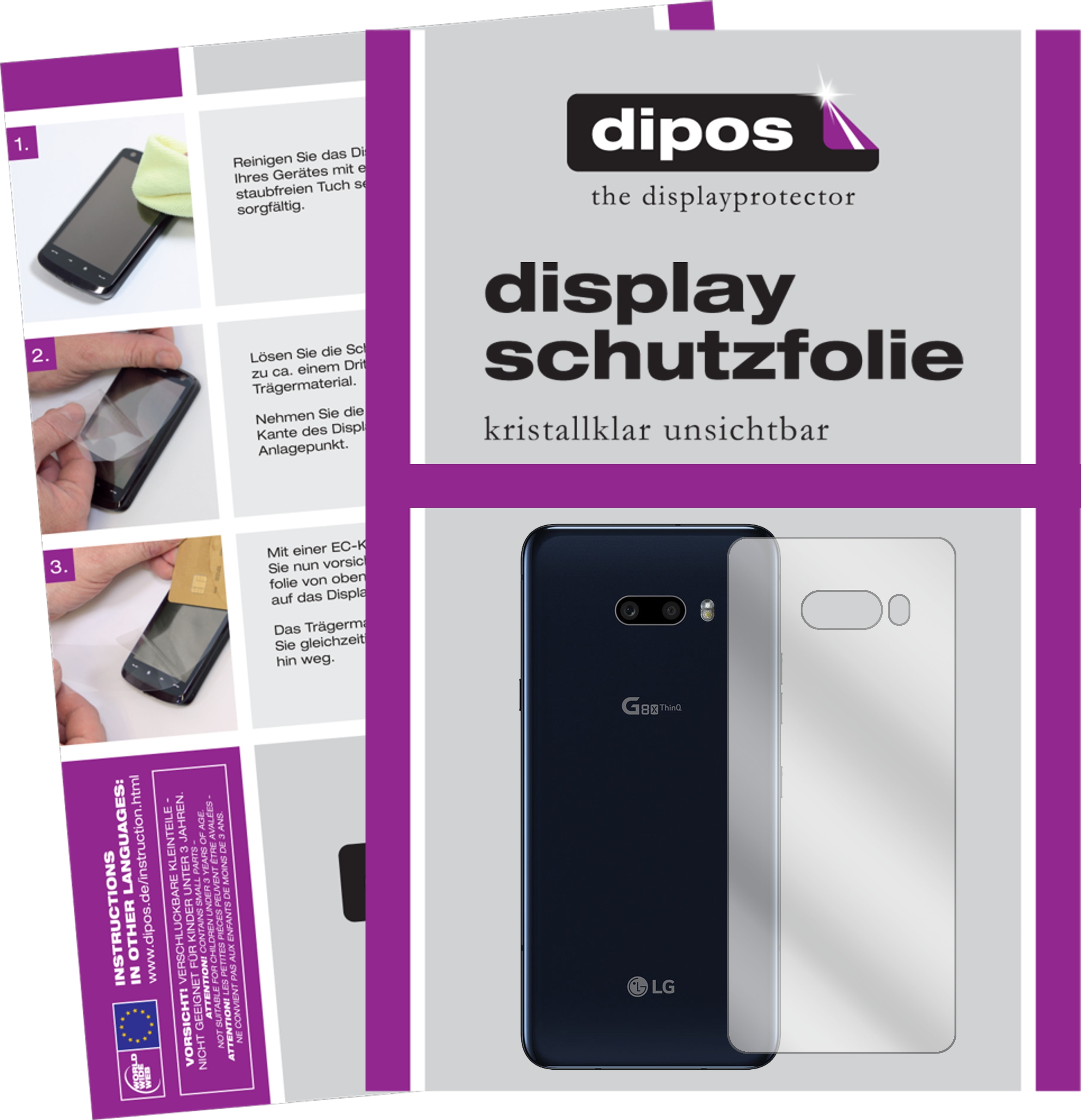 Dipos Displayschutzfolie Crystalclear (6 Stück, LG G8X ThinQ), Smartphone Schutzfolie