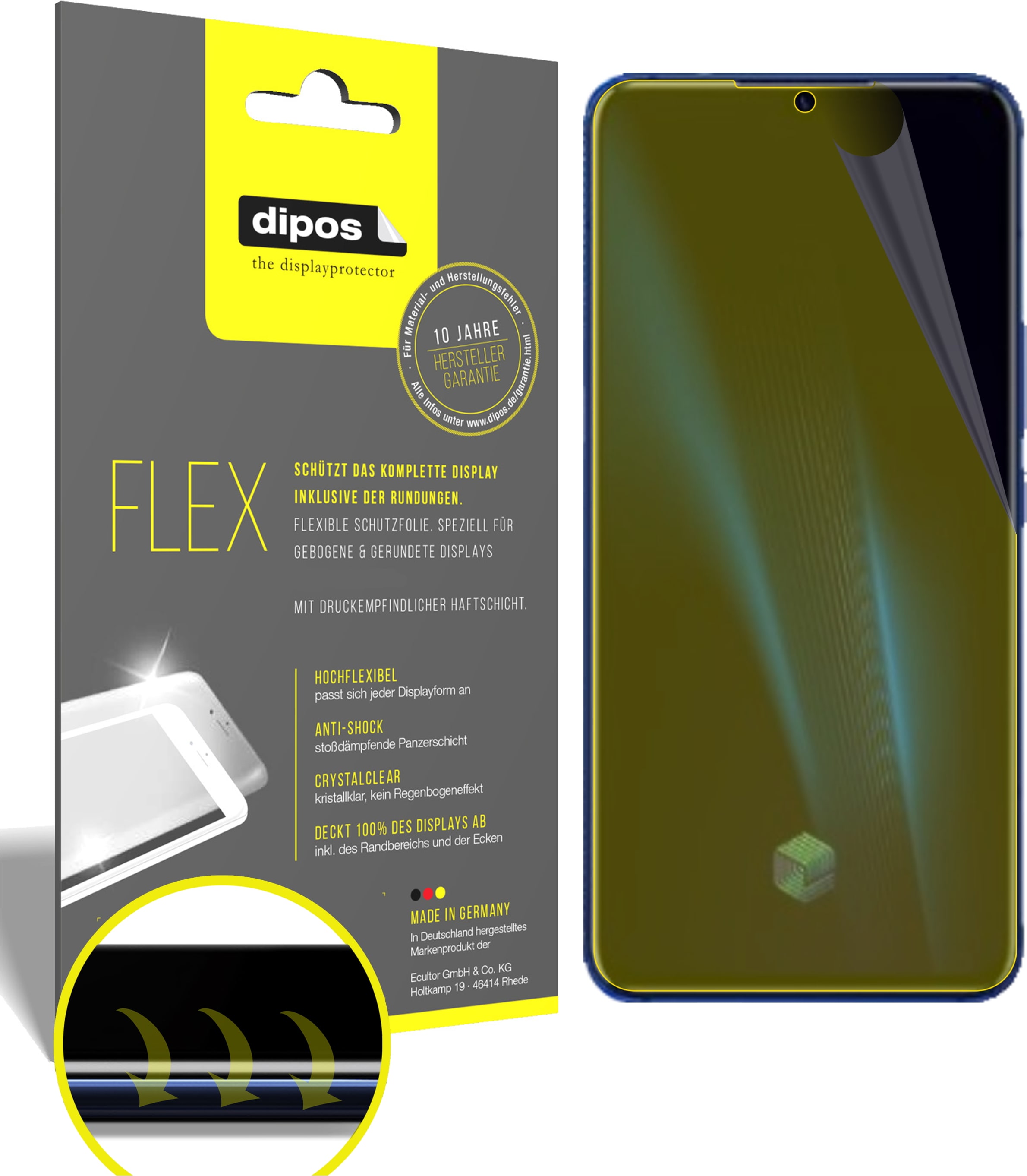 Dipos Displayschutzfolie Full-Cover 3D (3 Stück, Vivo IQOO Pro 5G), Smartphone Schutzfolie, Transparent