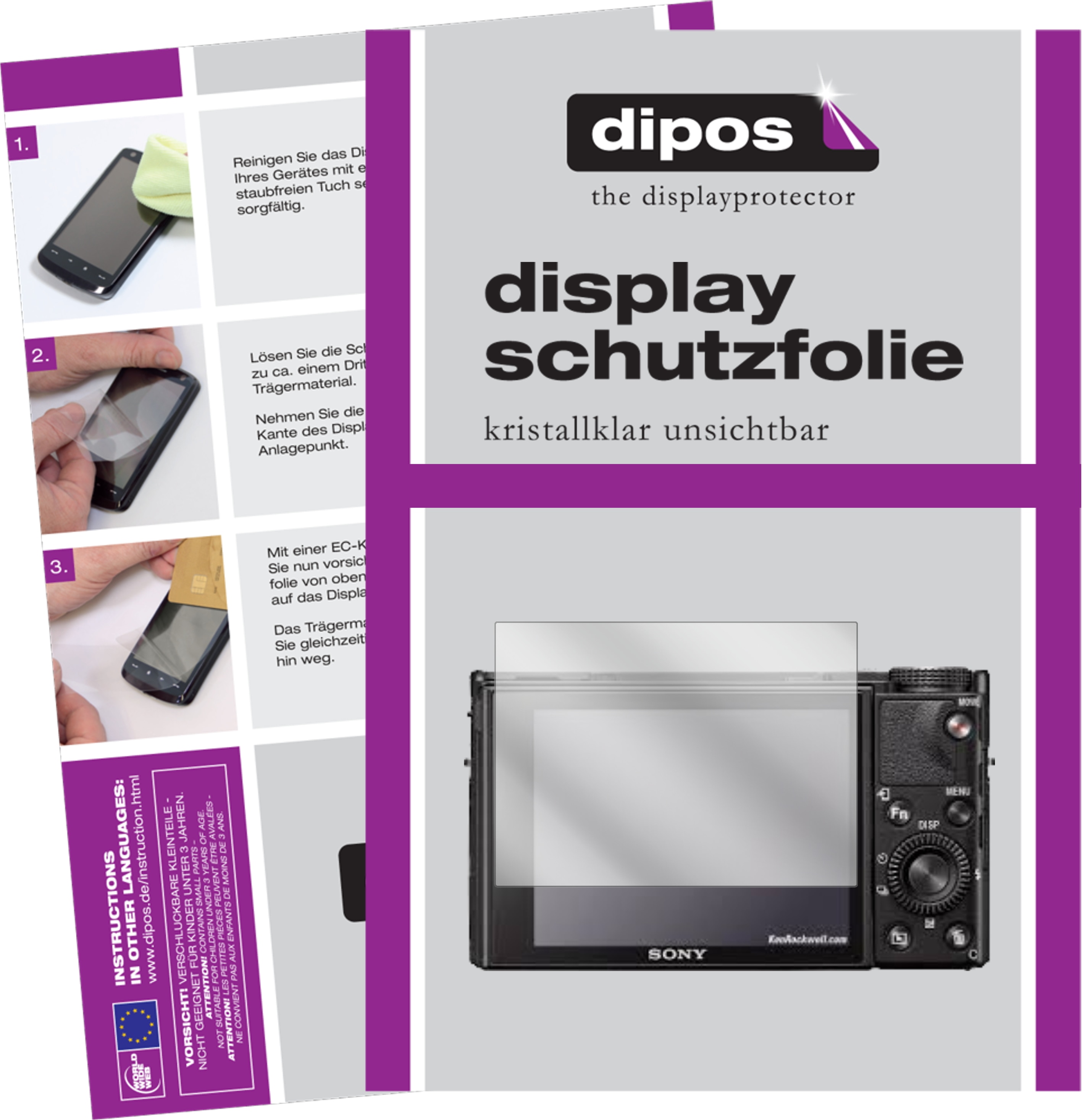 Dipos Displayschutzfolie Crystalclear (Displayschutz, RX100 VII), Kameraschutz, Transparent