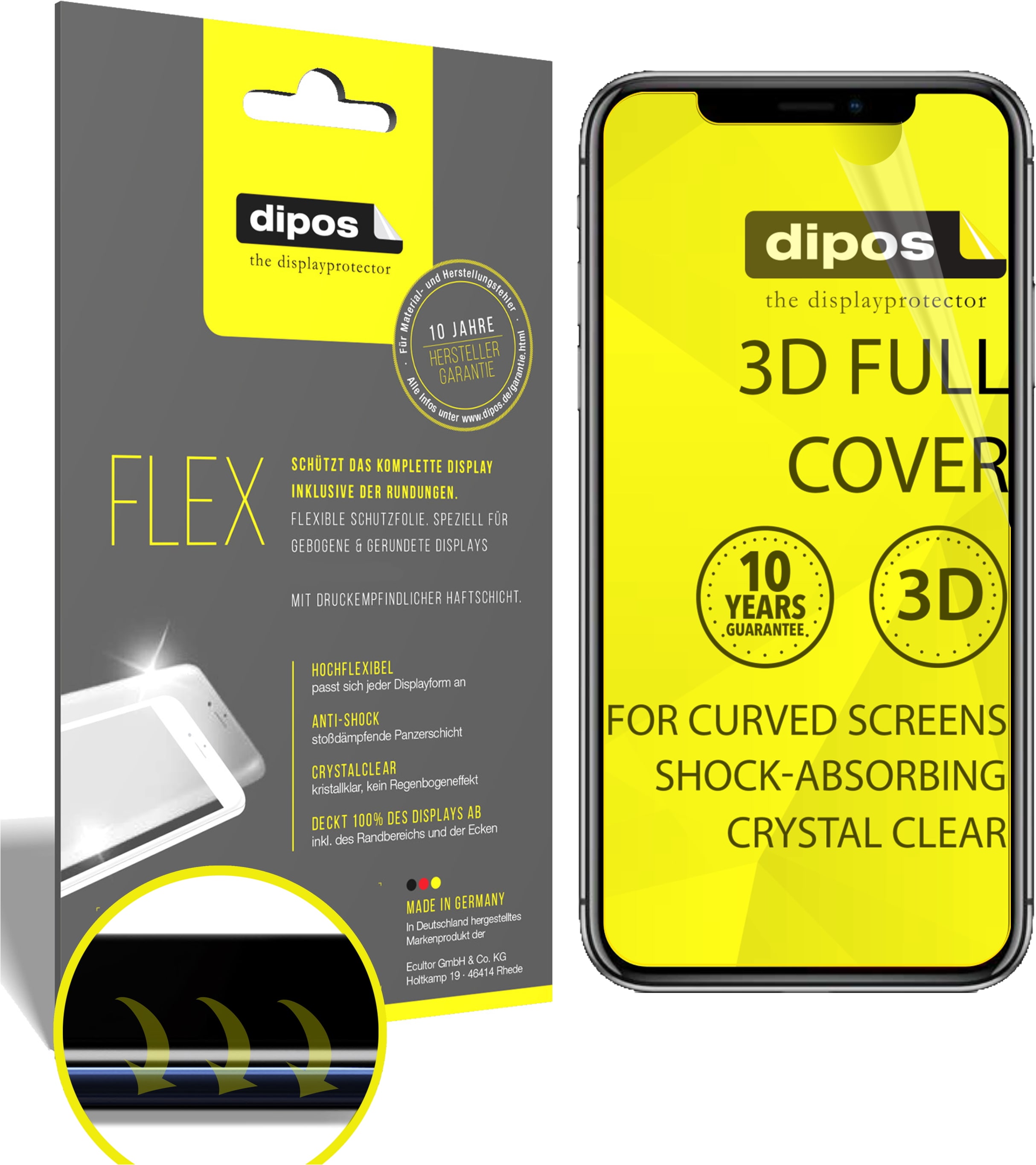 Dipos Displayschutzfolie Full-Cover 3D (2 Stück, iPhone 11 Pro Max), Smartphone Schutzfolie