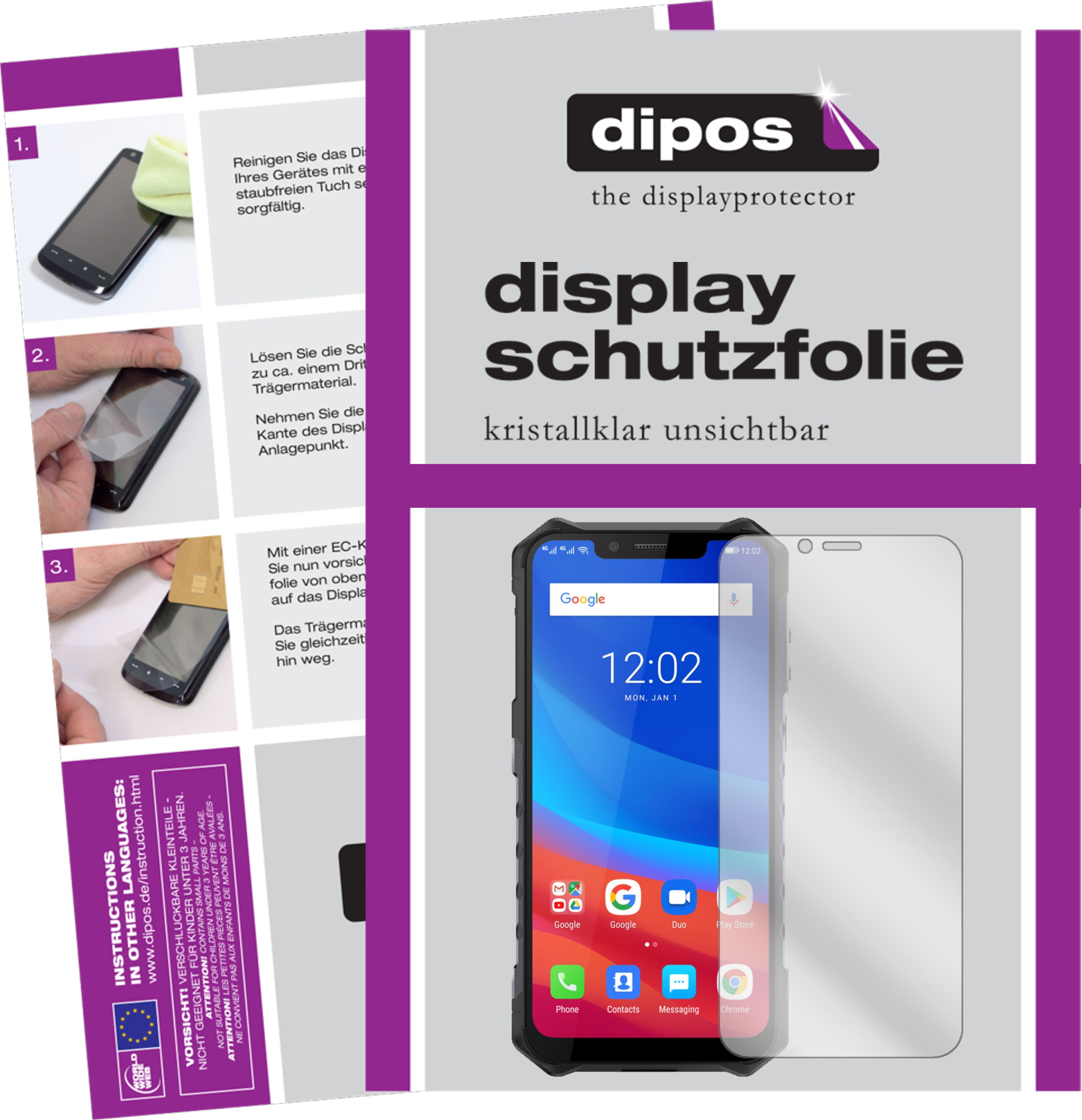 Dipos Displayschutzfolie Crystalclear (2 Stück, Ulefone Armor 6E), Smartphone Schutzfolie, Transparent