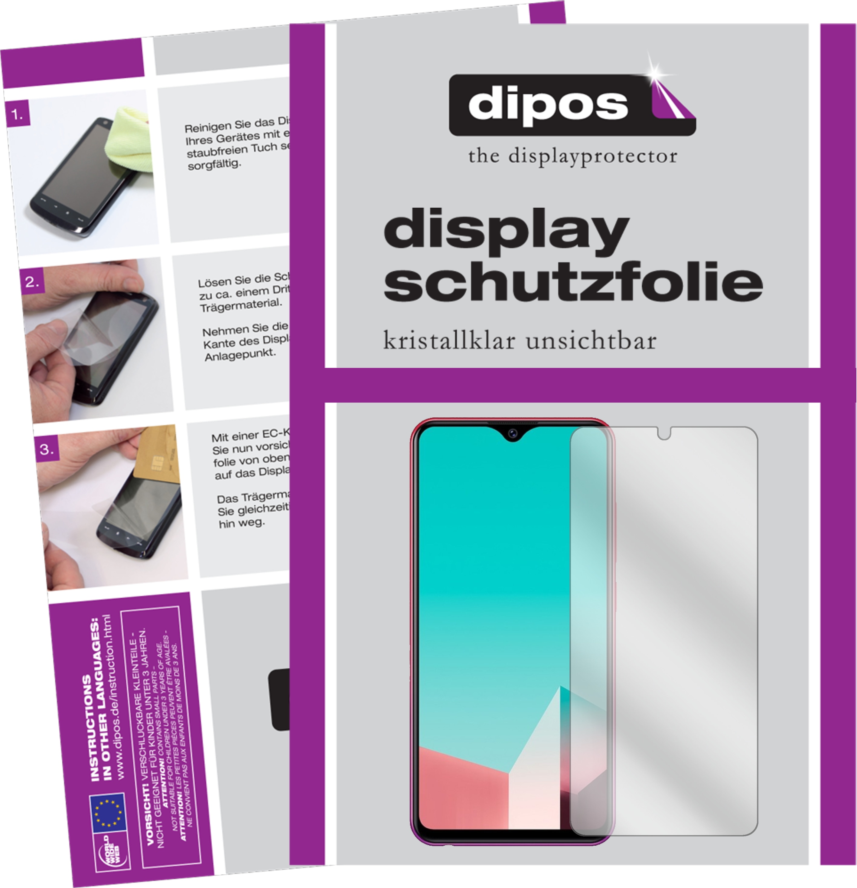 Dipos Displayschutzfolie Crystalclear (6 Stück, Vivo U1), Smartphone Schutzfolie, Transparent