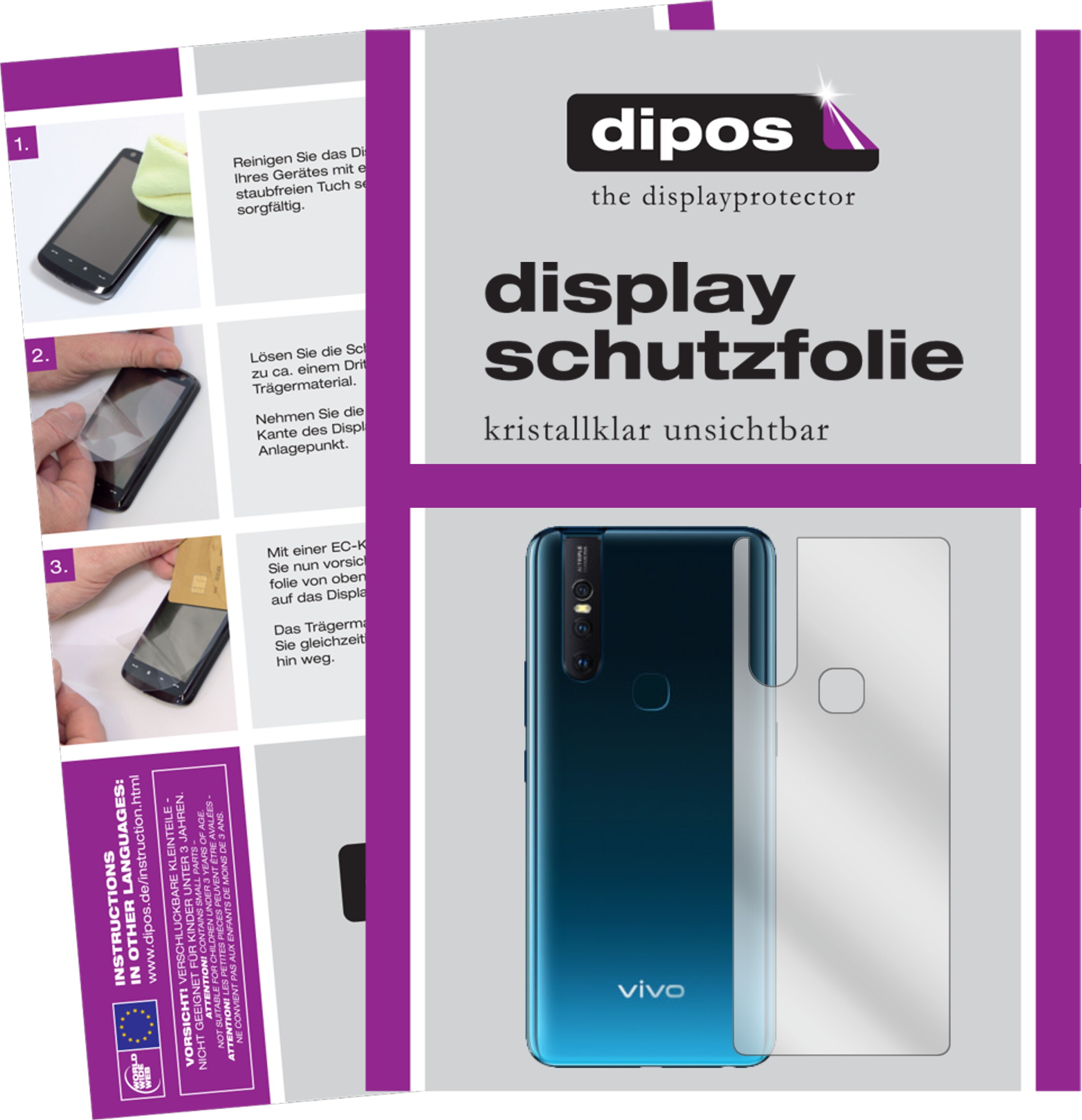 Dipos Displayschutzfolie Crystalclear (6 Stück, Vivo S1), Smartphone Schutzfolie, Transparent