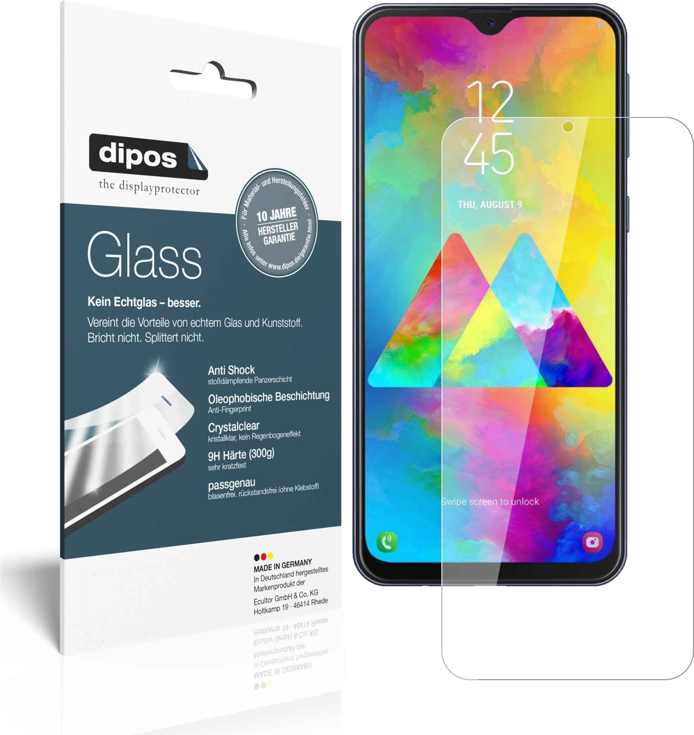 Dipos Displayschutz Anti-Shock (1 Stück, Galaxy M20), Smartphone Schutzfolie, Transparent