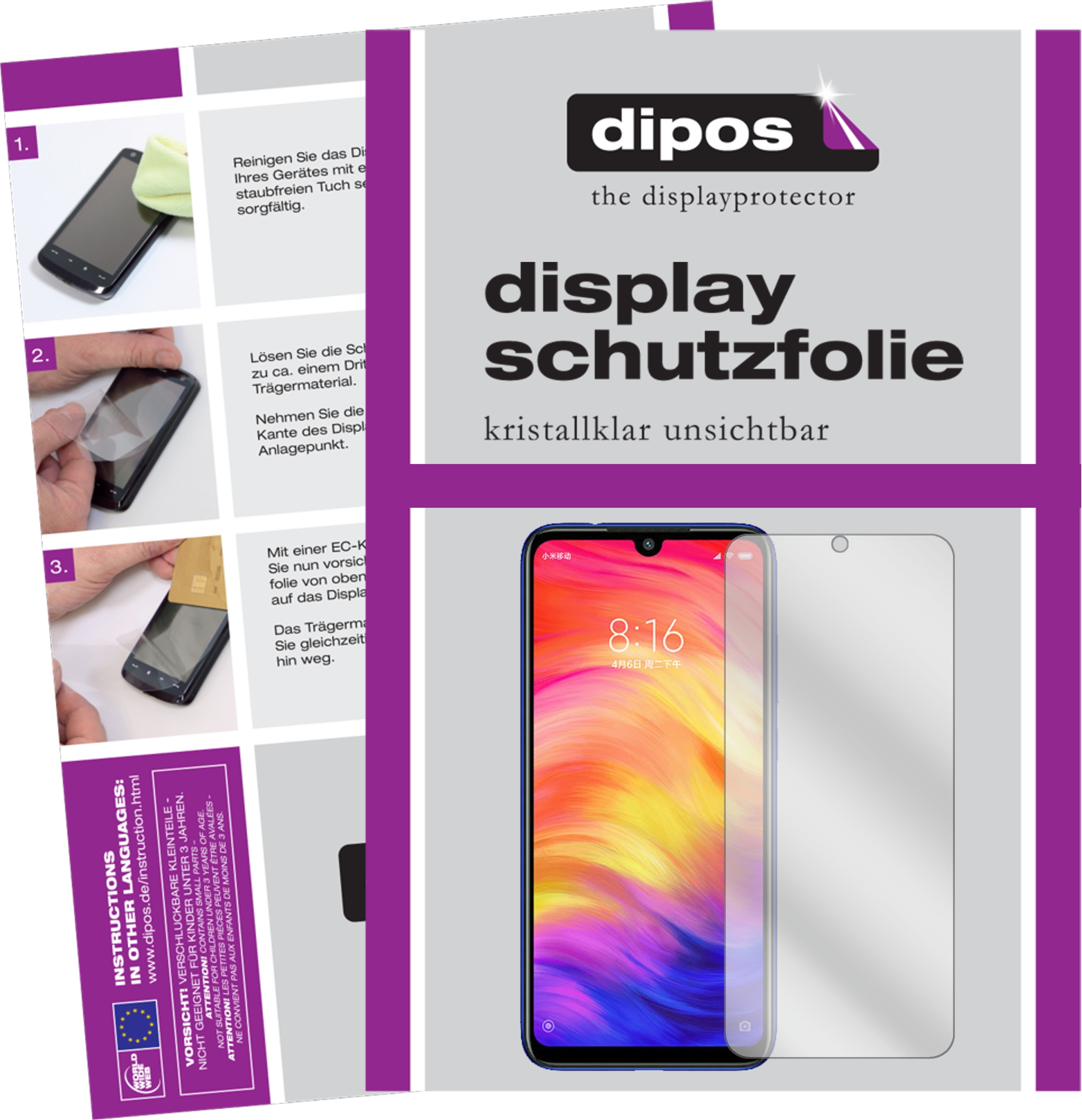 Dipos Displayschutzfolie Crystalclear (5 Stück, Xiaomi Redmi Note 7 Pro), Smartphone Schutzfolie, Transparent