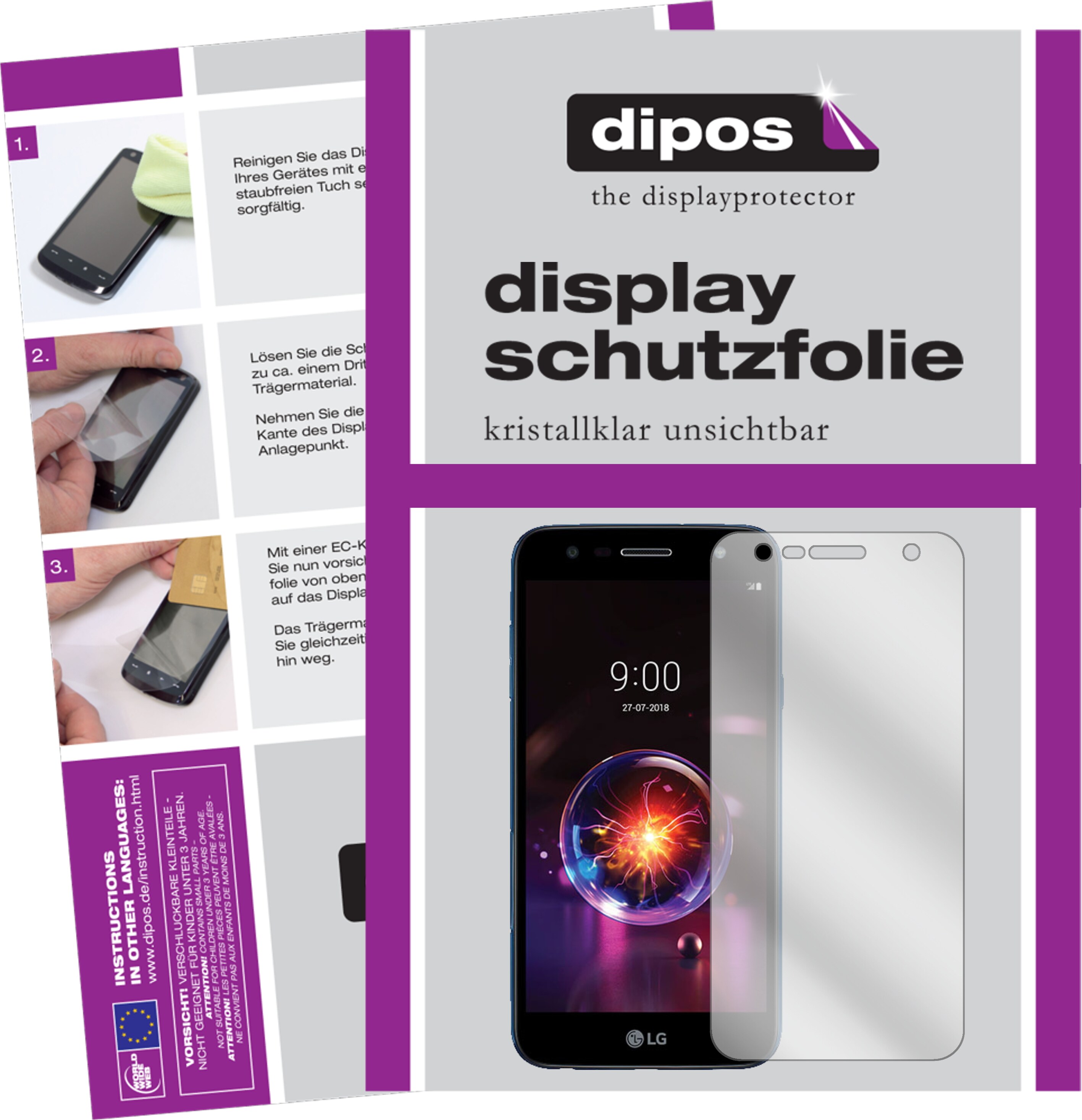 Dipos Displayschutzfolie Crystalclear (6 Stück, LG X Power 3), Smartphone Schutzfolie, Transparent