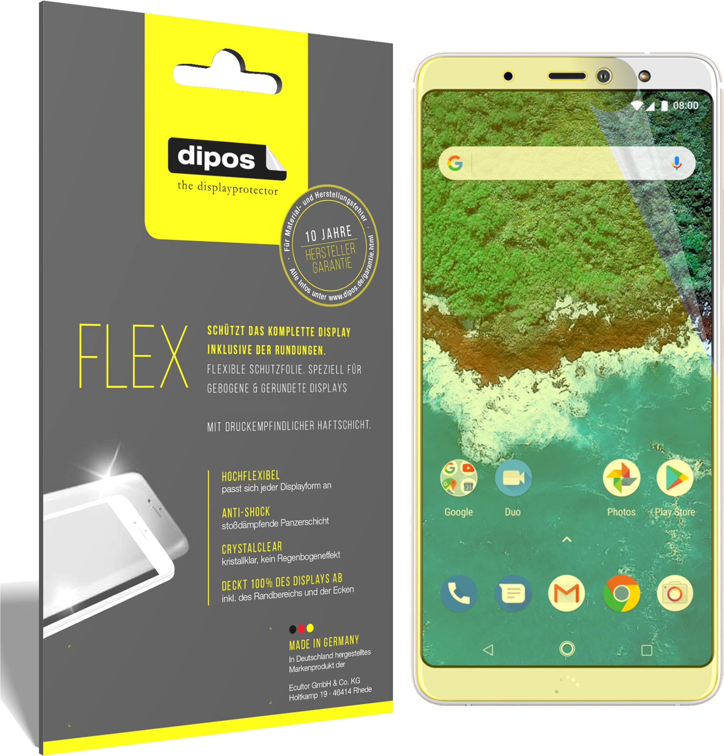 Dipos Displayschutzfolie Full-Cover 3D (3 Stück, BQ Aquaris X2), Smartphone Schutzfolie, Transparent