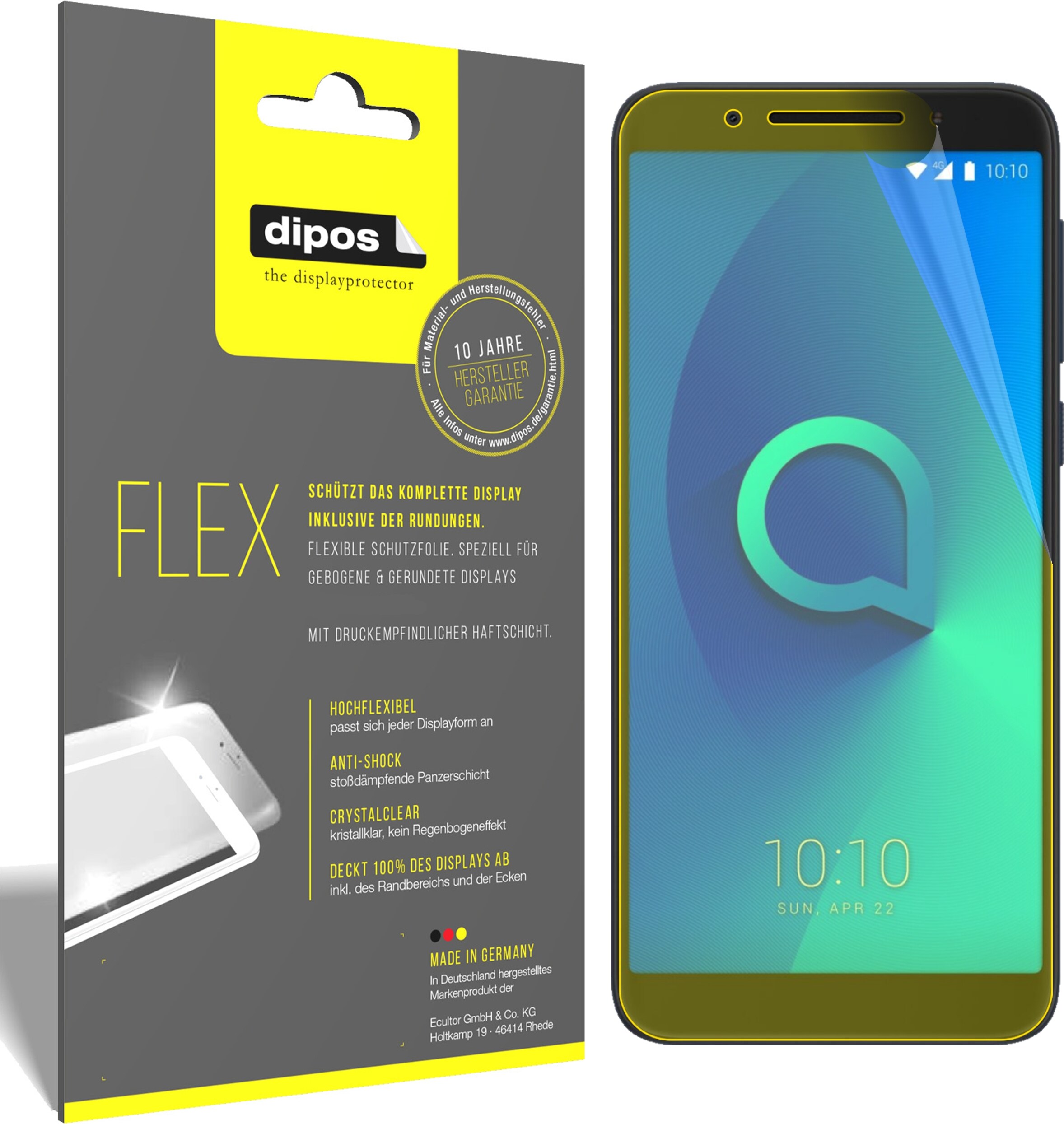 Dipos Displayschutzfolie Full-Cover 3D (3 Stück, Alcatel 3V), Smartphone Schutzfolie, Transparent