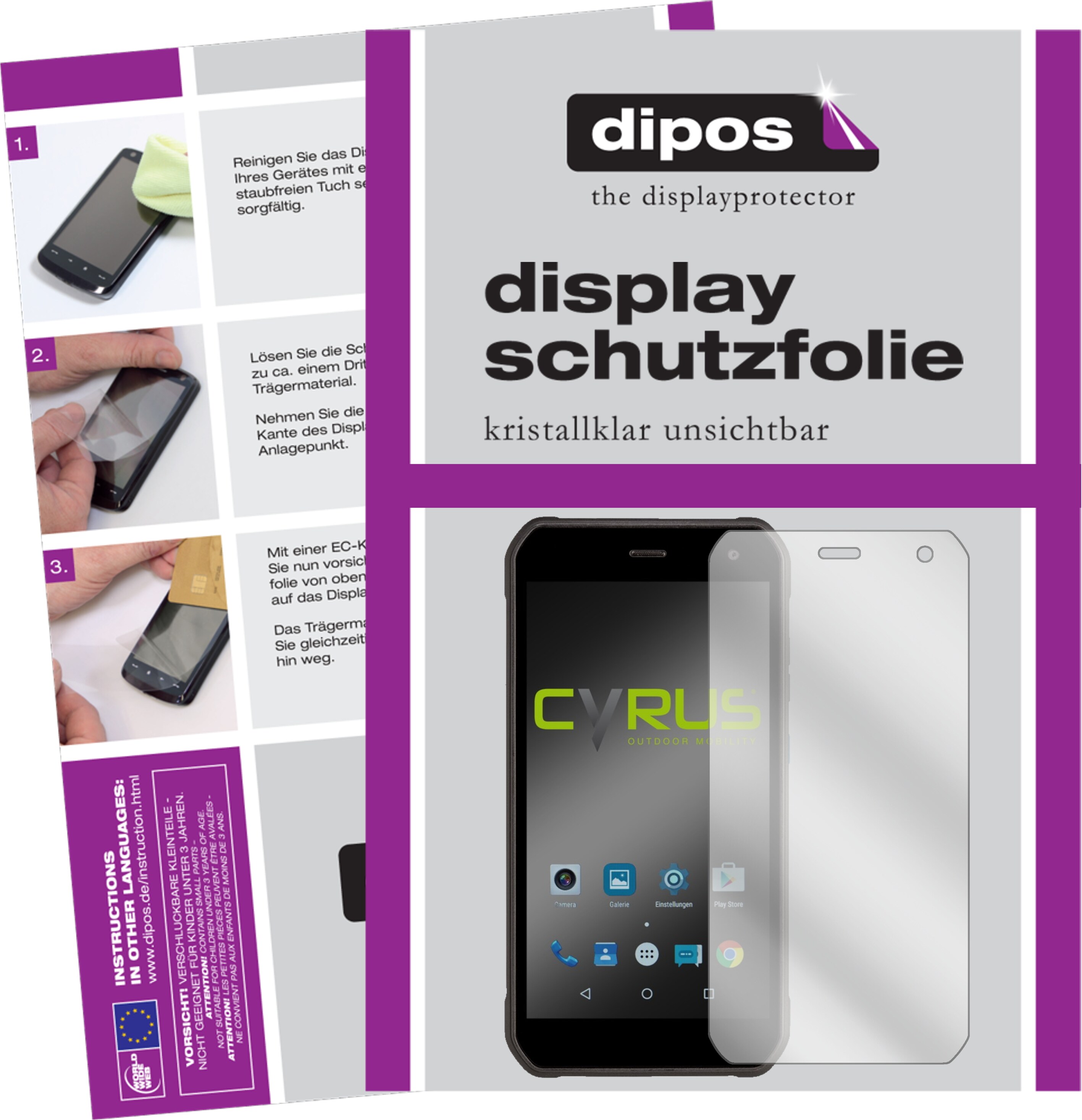 Dipos Displayschutzfolie Crystalclear (1 Stück, Cyrus CS40), Smartphone Schutzfolie