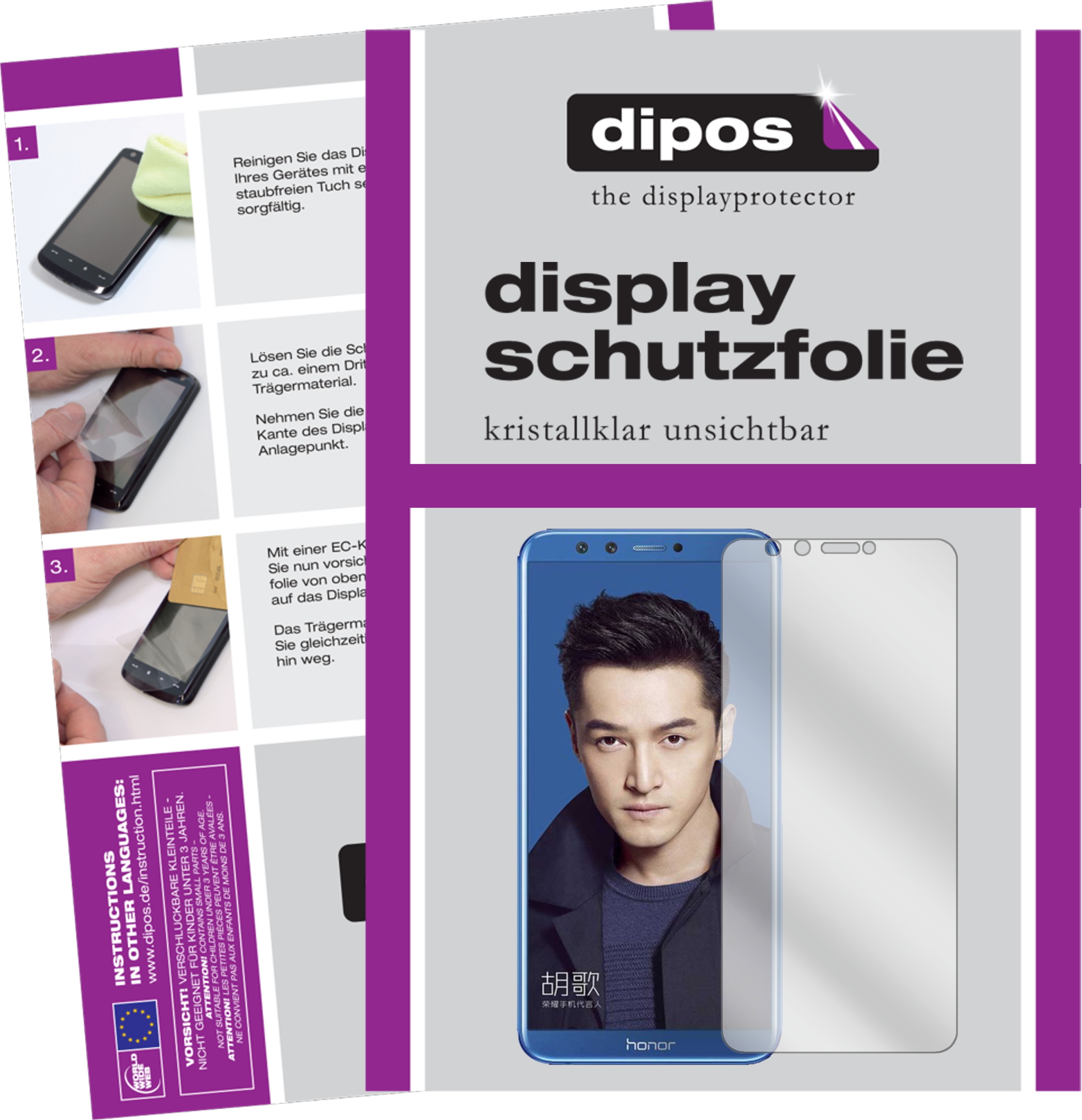 Dipos Displayschutzfolie Crystalclear (6 Stück, Honor 9 Lite), Smartphone Schutzfolie, Transparent