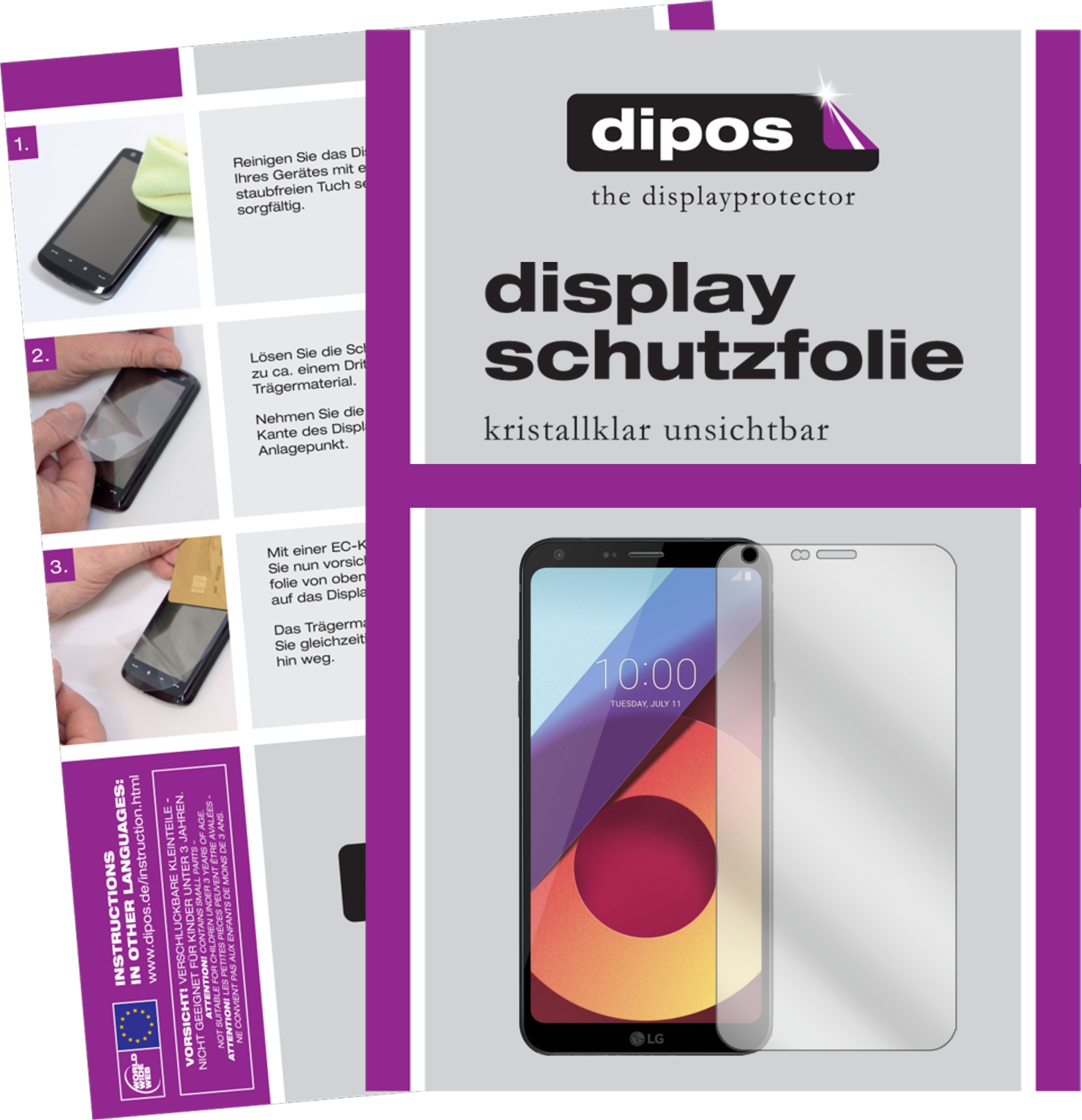 Dipos Displayschutzfolie Crystalclear (2 Stück, Q6 Alpha), Smartphone Schutzfolie, Transparent