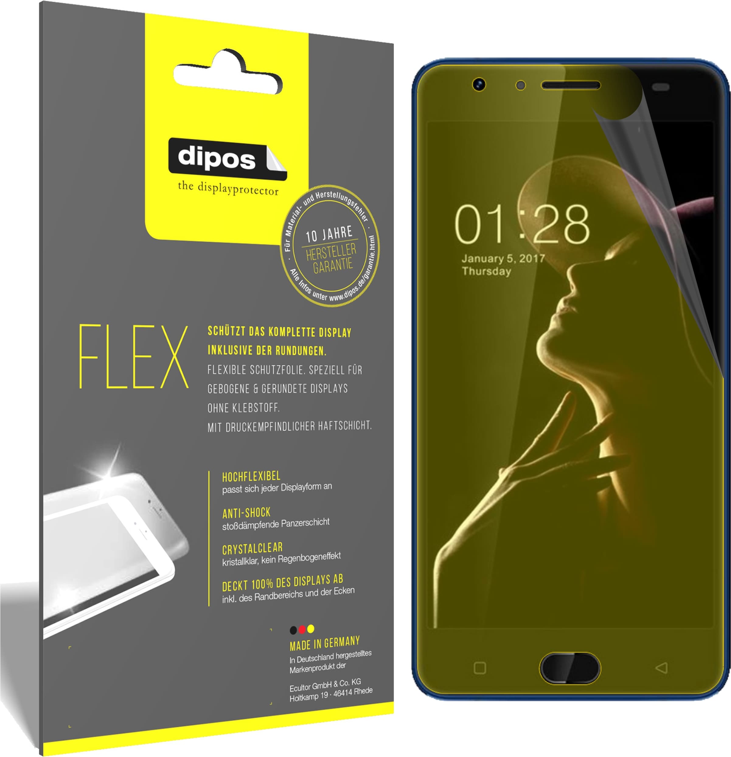 Dipos Displayschutzfolie Full-Cover 3D (2 Stück, Gretel GT6000), Smartphone Schutzfolie