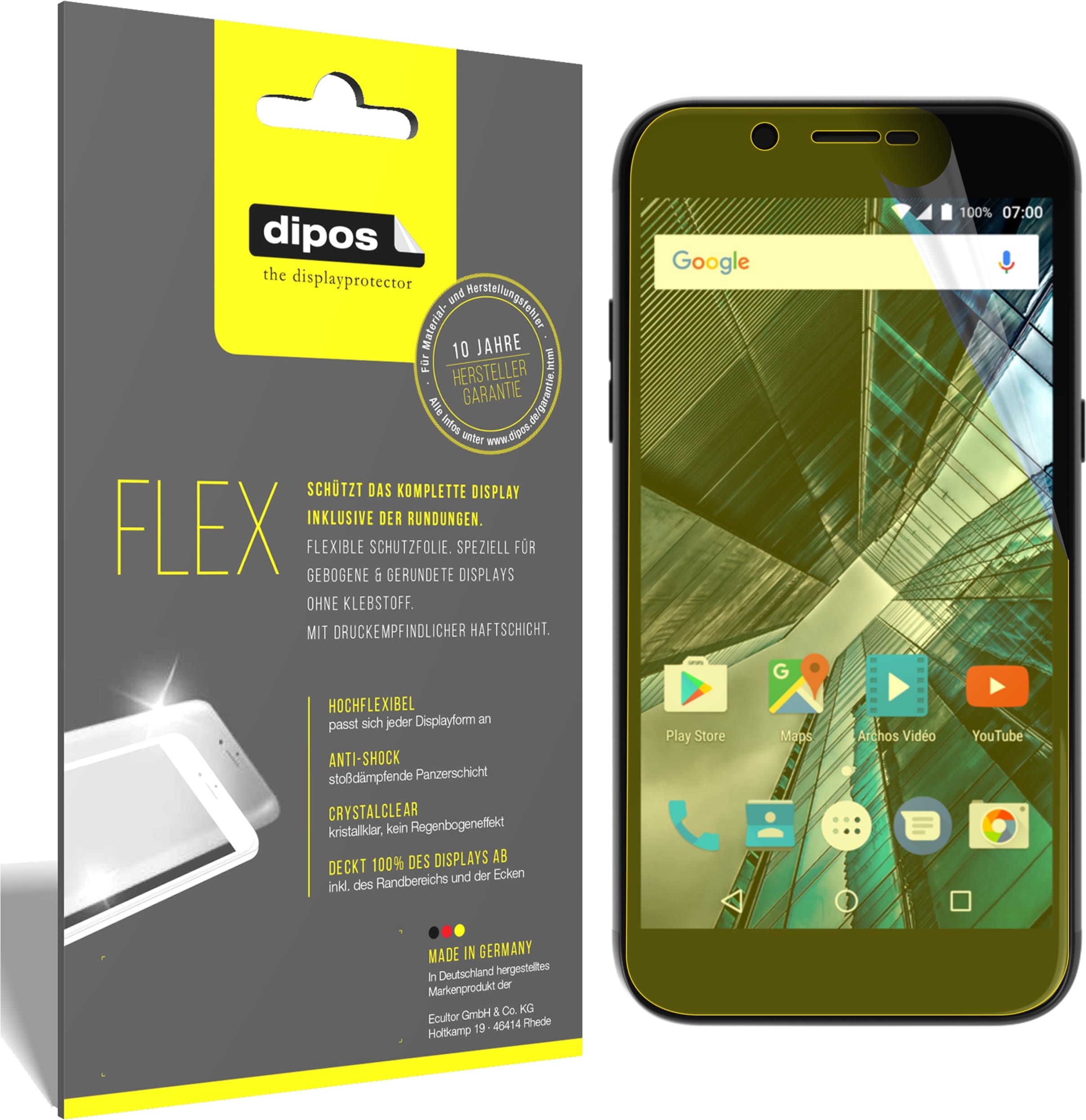 Dipos Displayschutzfolie Full-Cover 3D (3 Stück, 50 Graphite), Smartphone Schutzfolie