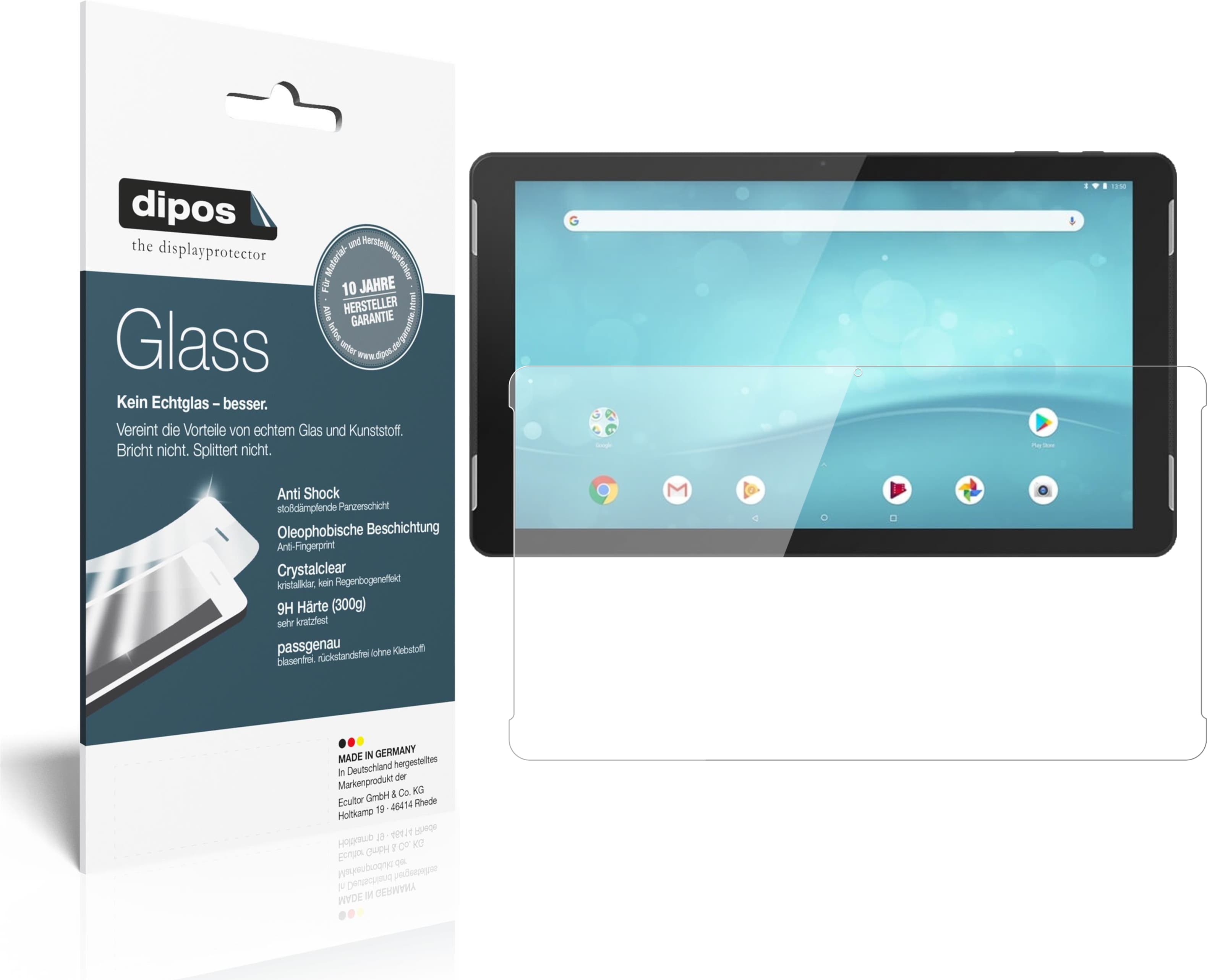 Dipos Displayschutz Anti-Shock (2 Stück, SurfTab Theatre 13.3), Tablet Schutzfolie