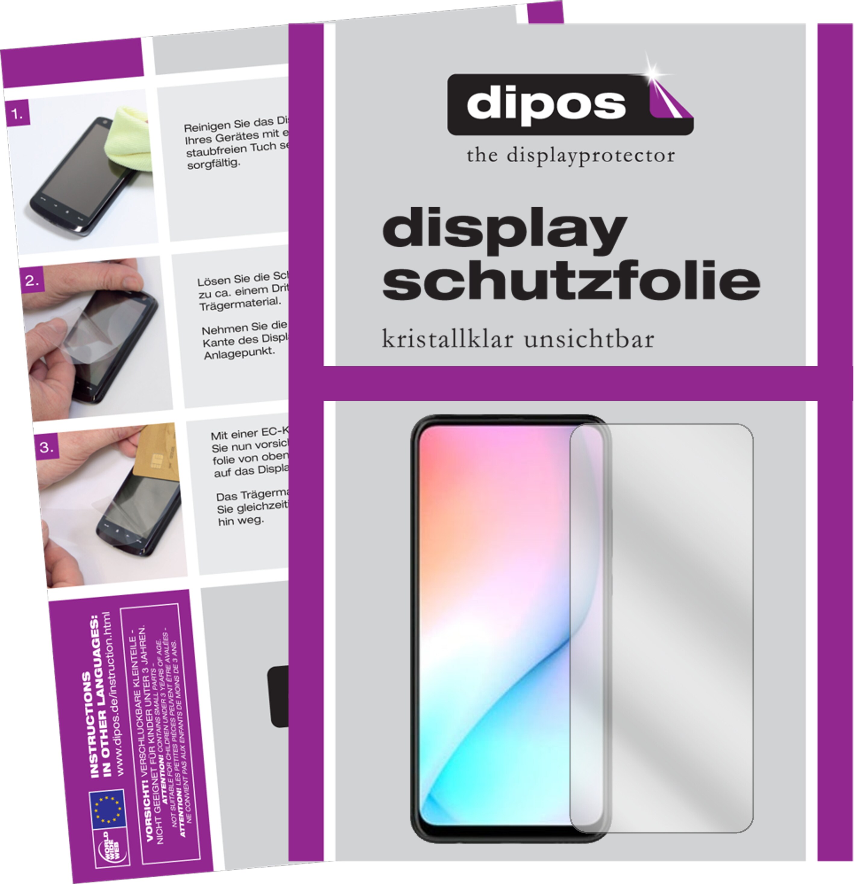 Dipos Displayschutzfolie Crystalclear (6 Stück, Huawei Enjoy 10 Plus), Smartphone Schutzfolie, Transparent