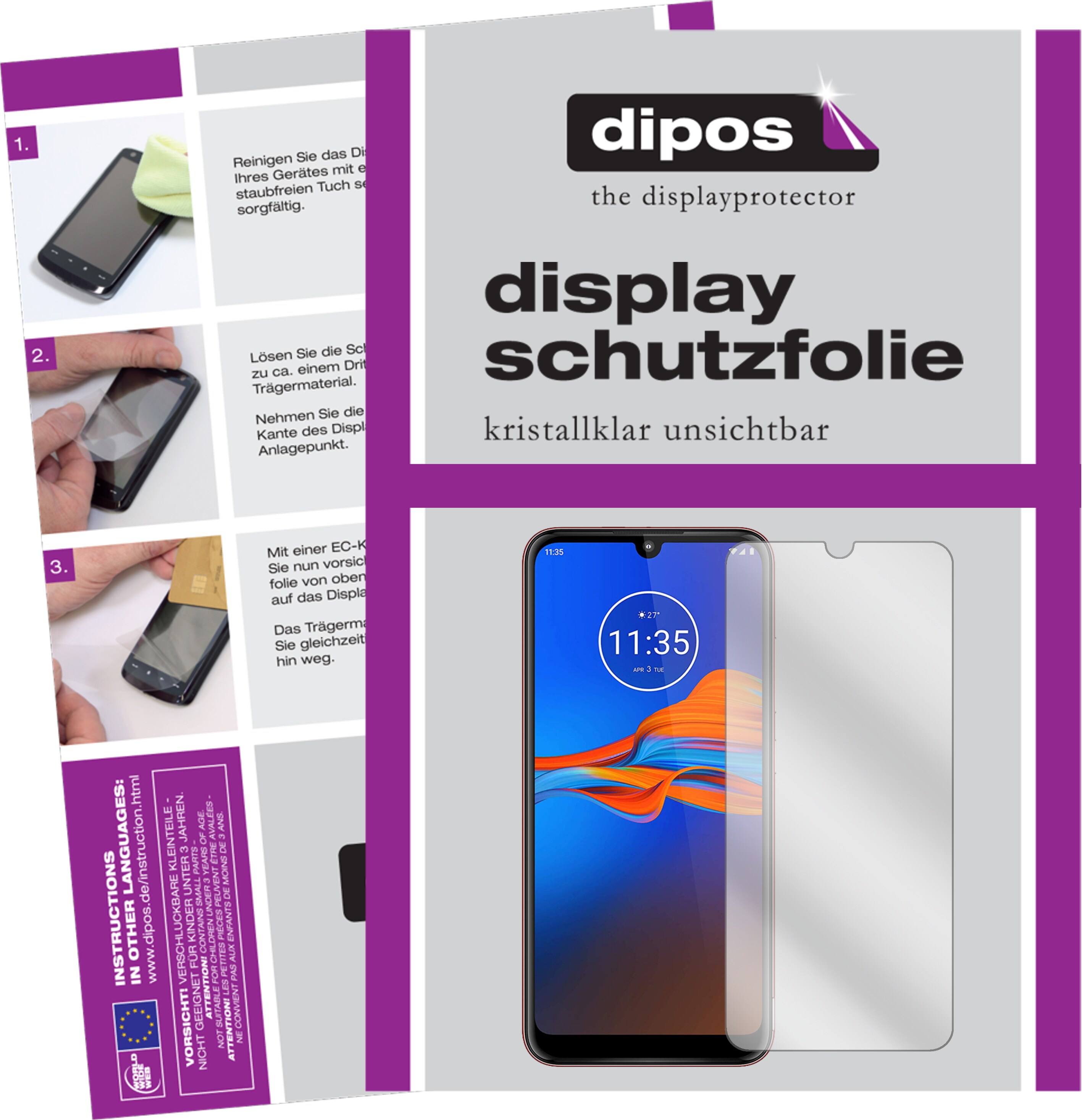 Dipos Displayschutzfolie Crystalclear (5 Stück, Motorola Moto E6 Plus), Smartphone Schutzfolie, Transparent