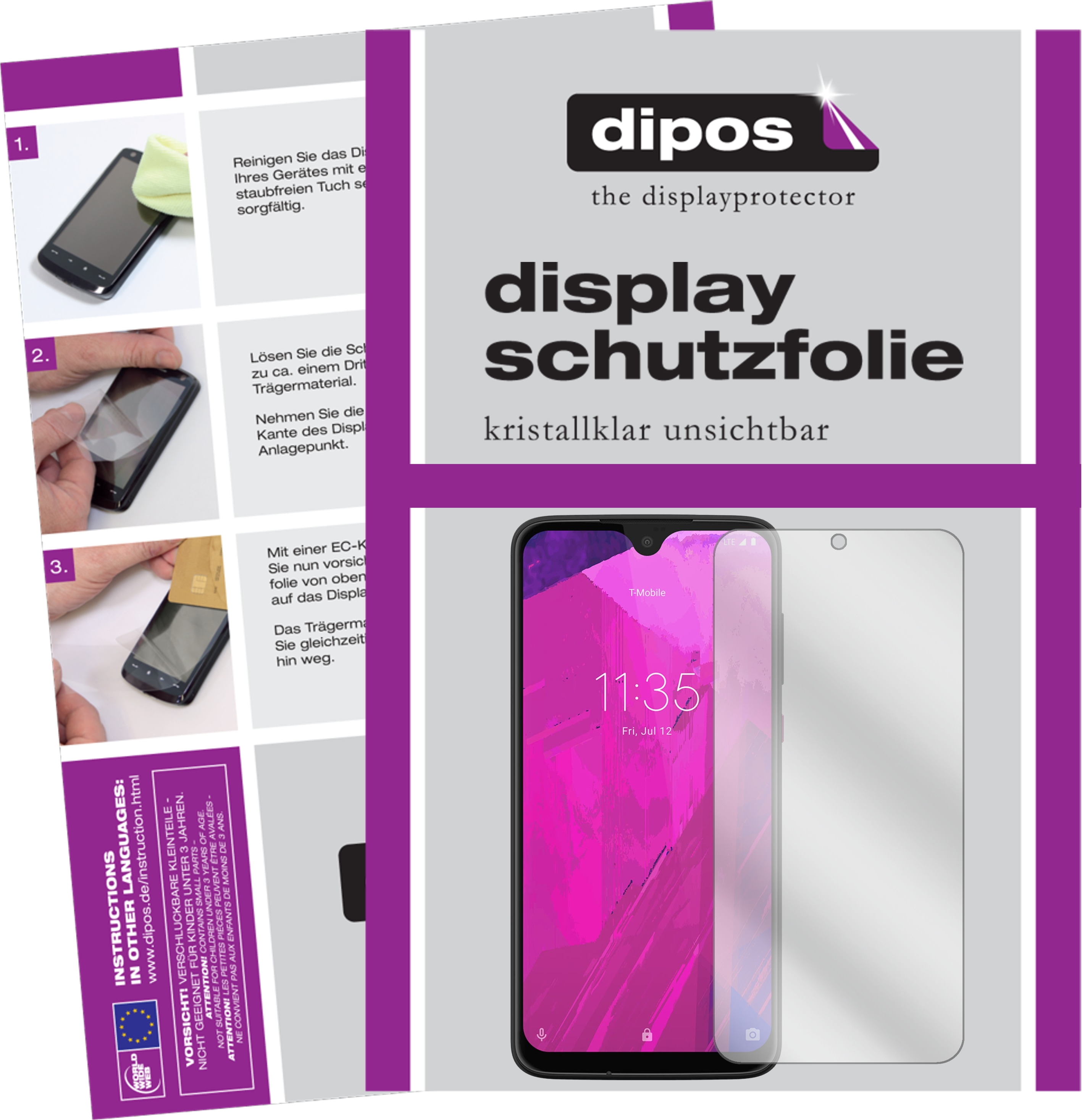 Dipos Displayschutzfolie Crystalclear (2 Stück, T-Mobile Revvlry Plus), Smartphone Schutzfolie, Transparent