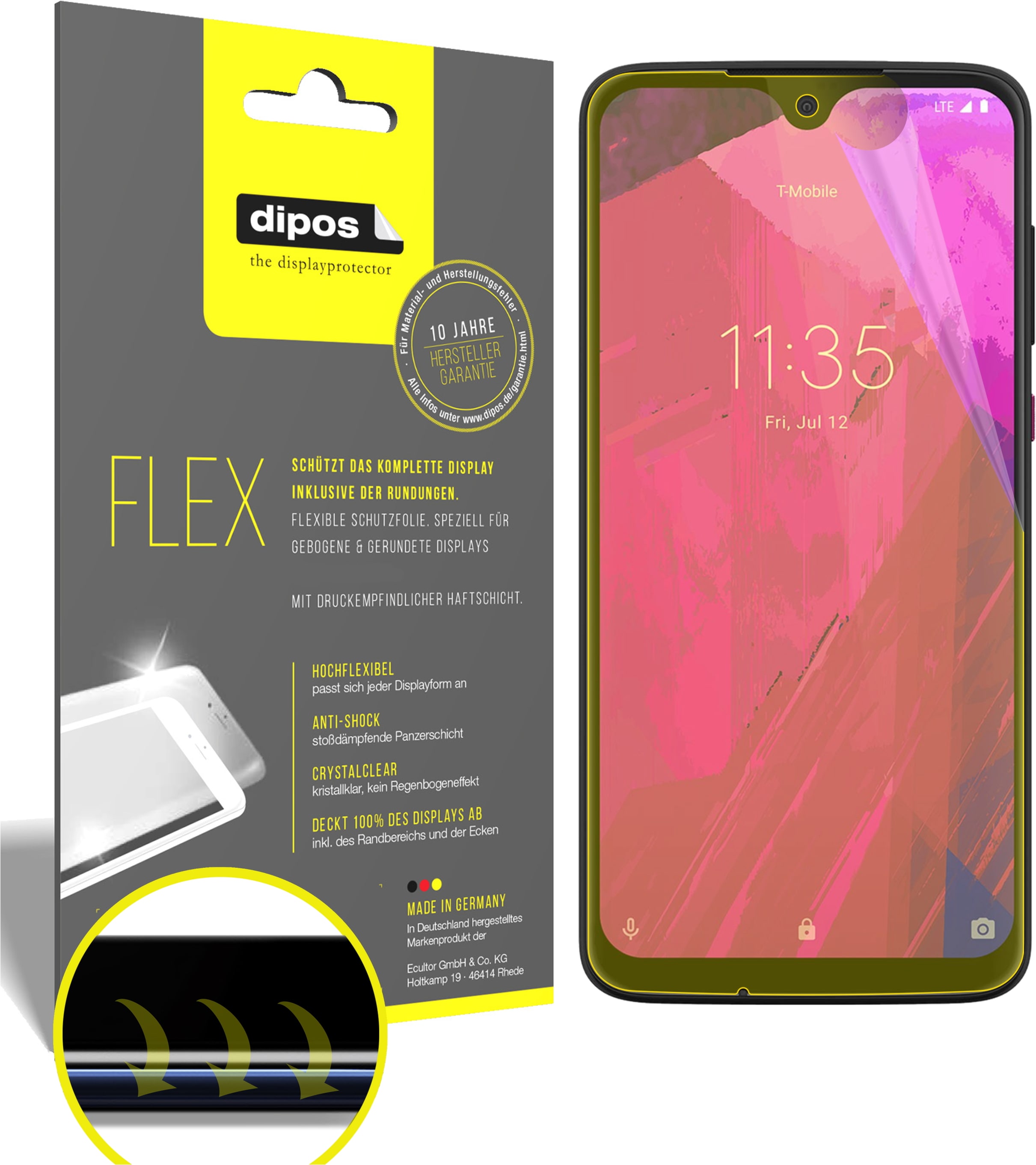 Dipos Displayschutzfolie Full-Cover 3D (2 Stück, T-Mobile Revvlry Plus), Smartphone Schutzfolie