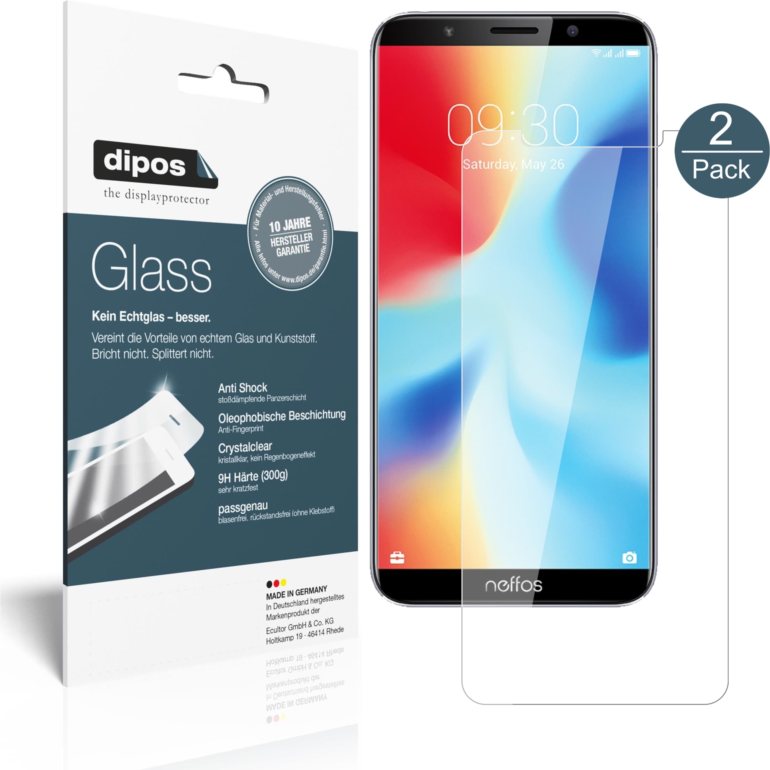 Dipos Displayschutz Anti-Shock (1 Stück, Neffos C9A), Smartphone Schutzfolie