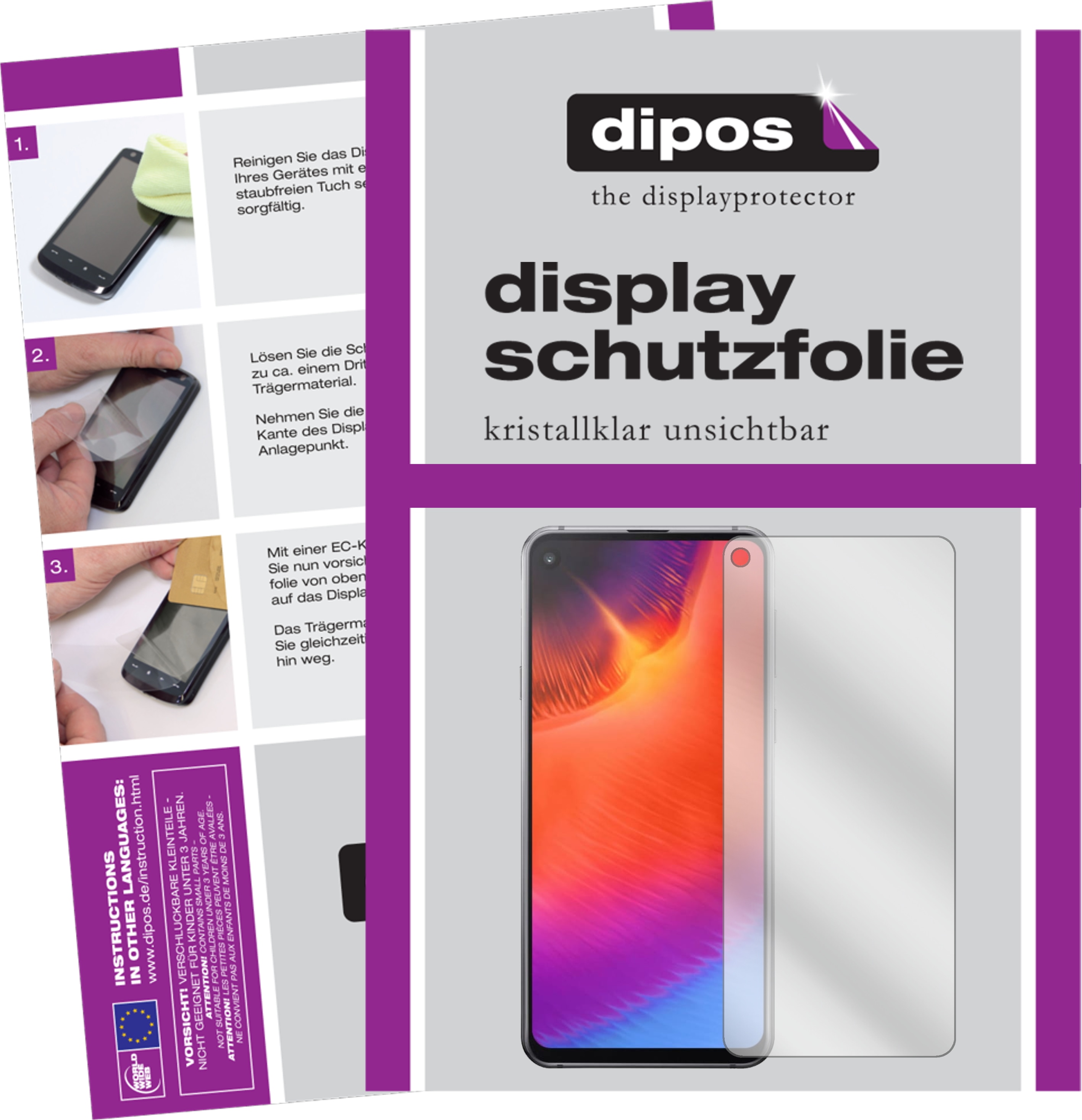 Dipos Displayschutzfolie Crystalclear (4 Stück, Galaxy A60), Smartphone Schutzfolie, Transparent