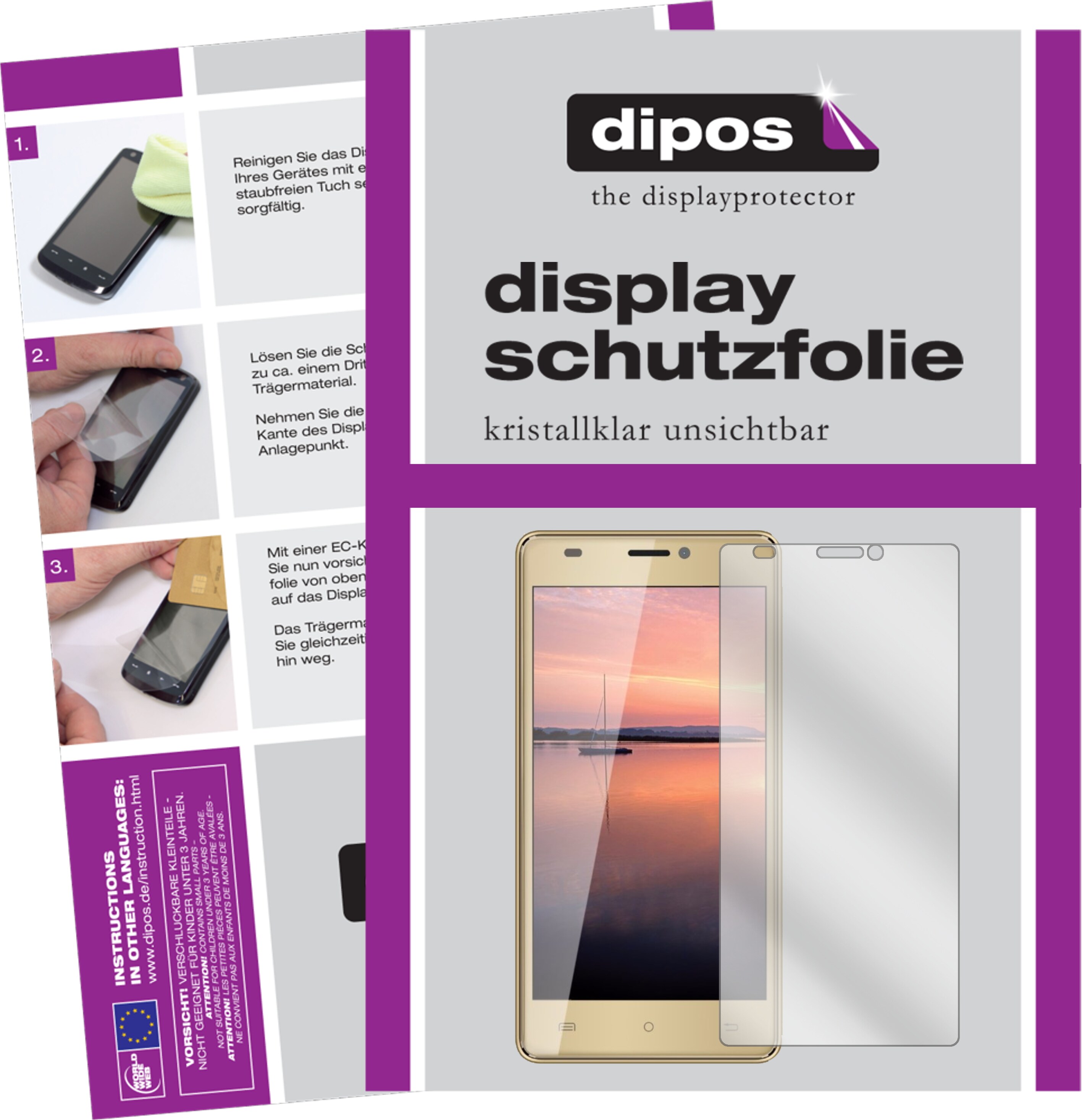 Dipos Displayschutzfolie Crystalclear (1 Stück, H3), Smartphone Schutzfolie, Transparent