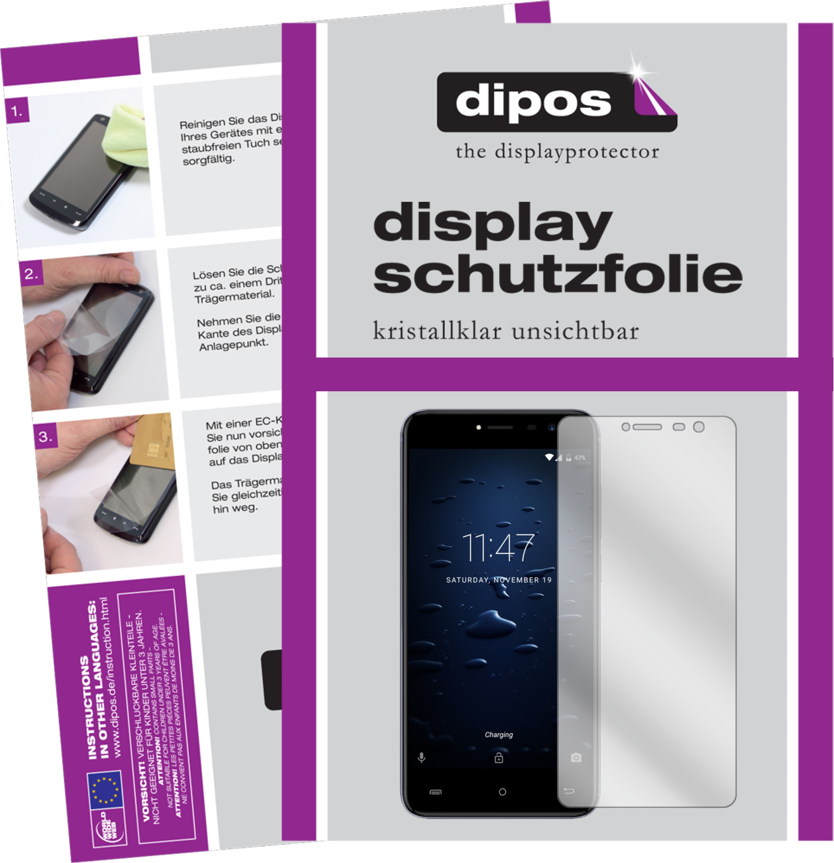 Dipos Displayschutzfolie Crystalclear (5 Stück, Cubot Note Plus), Smartphone Schutzfolie, Transparent