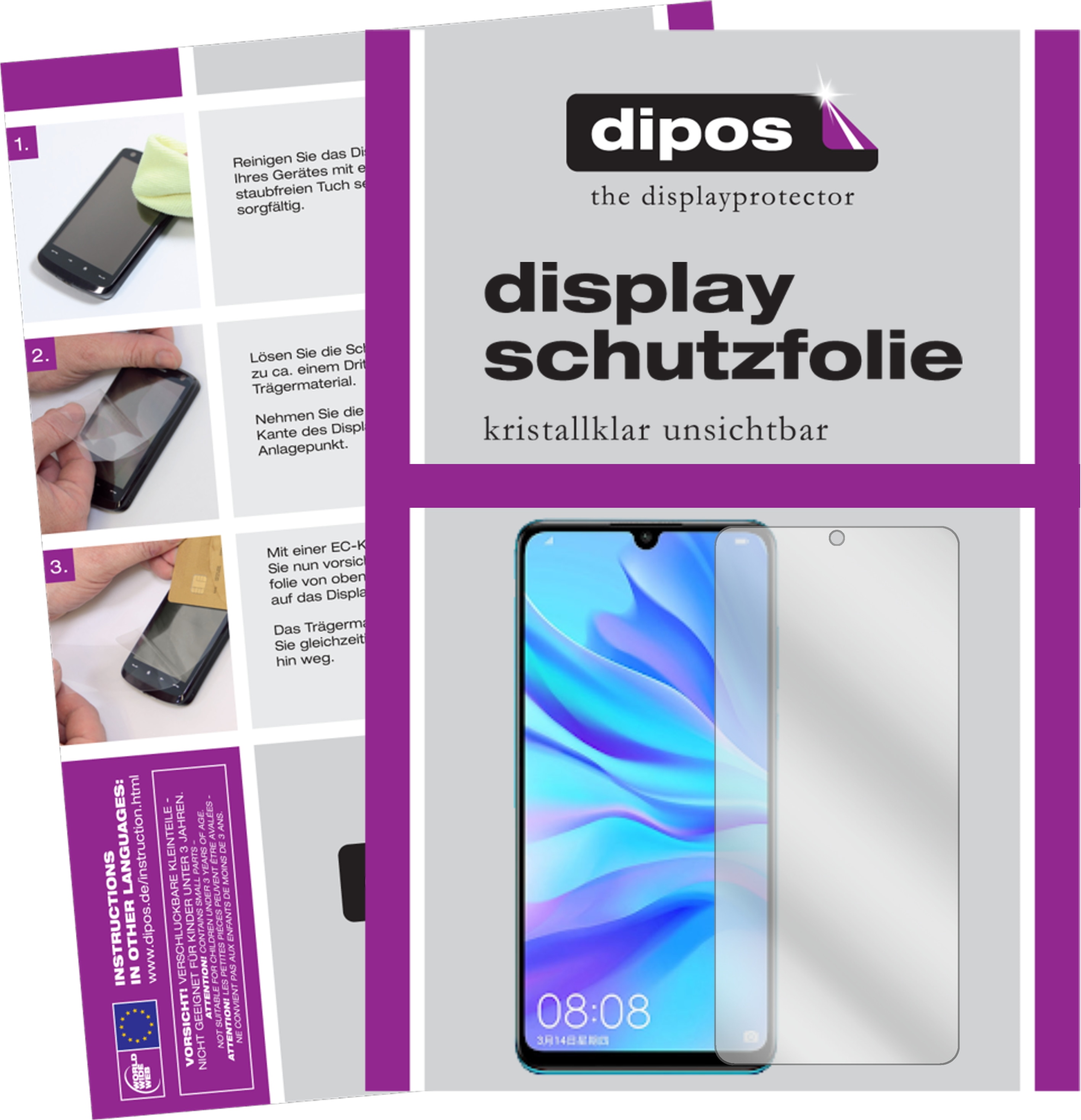 Dipos Displayschutzfolie Crystalclear (1 Stück, Huawei P30 Lite), Smartphone Schutzfolie