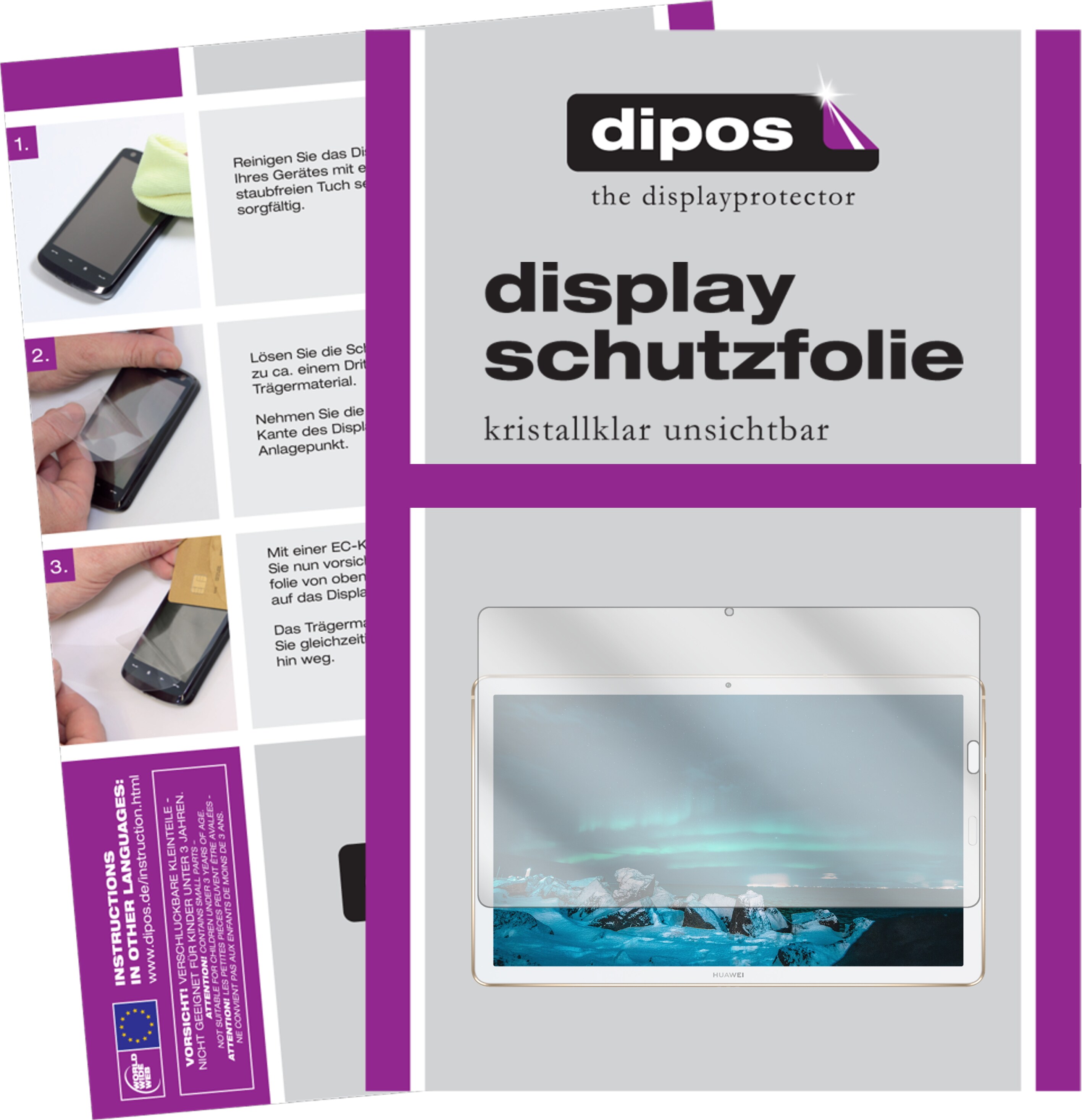 Dipos Displayschutzfolie Crystalclear (2 Stück, Huawei MediaPad M6 8.4), Tablet Schutzfolie