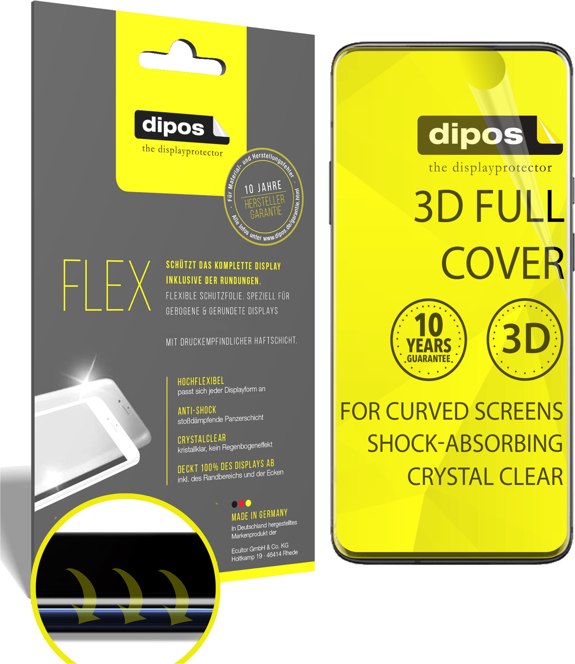 Dipos Displayschutzfolie Full-Cover 3D (2 Stück, OnePlus 7 Pro 5G), Smartphone Schutzfolie, Transparent