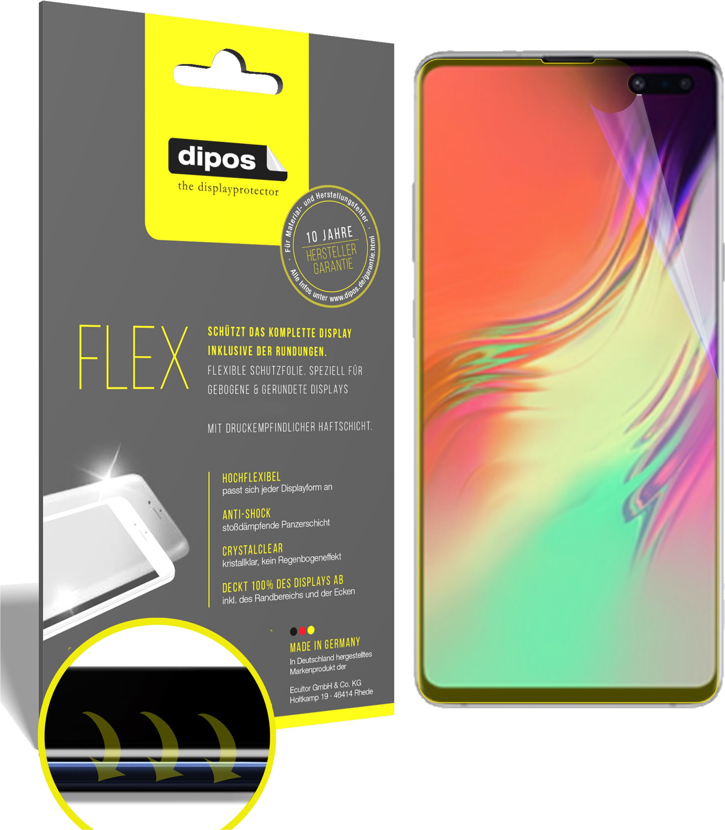 Dipos Displayschutzfolie Full-Cover 3D (2 Stück, Galaxy S10 5G), Smartphone Schutzfolie, Transparent