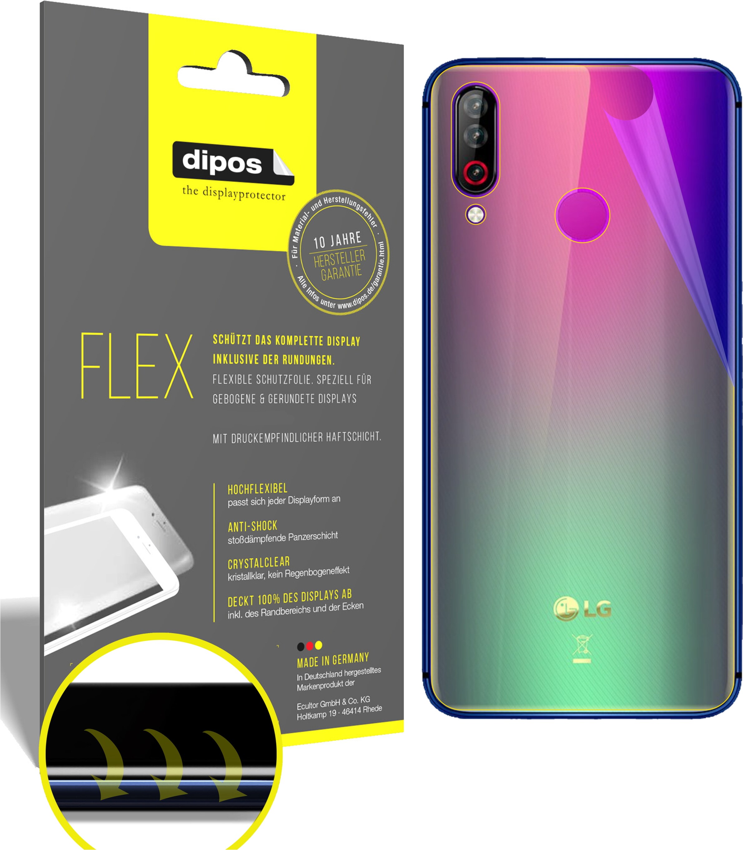 Dipos Displayschutzfolie Full-Cover 3D (2 Stück, W30 Pro), Smartphone Schutzfolie, Transparent