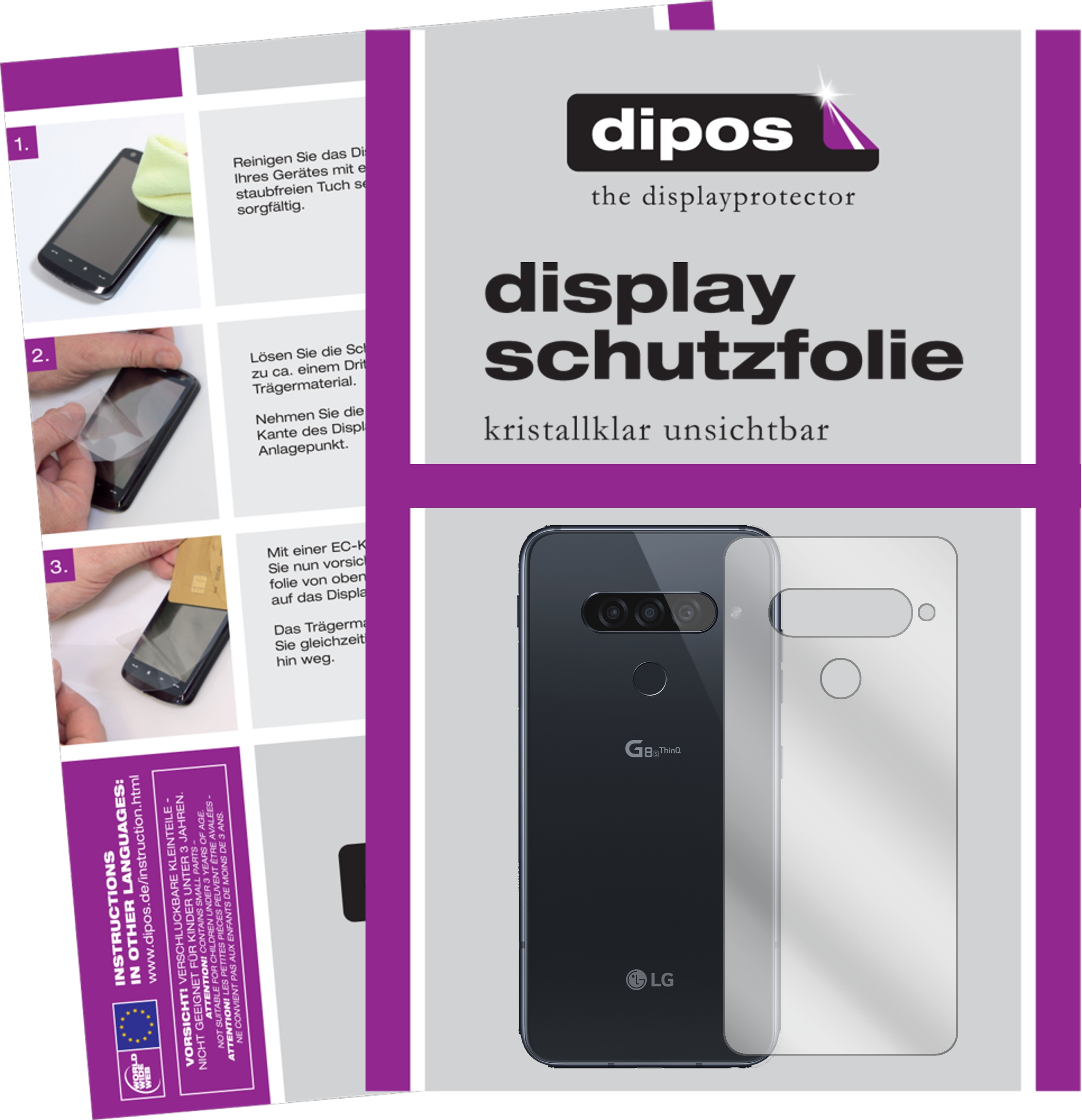 Dipos Displayschutzfolie Crystalclear (2 Stück, LG G8s ThinQ), Smartphone Schutzfolie, Transparent