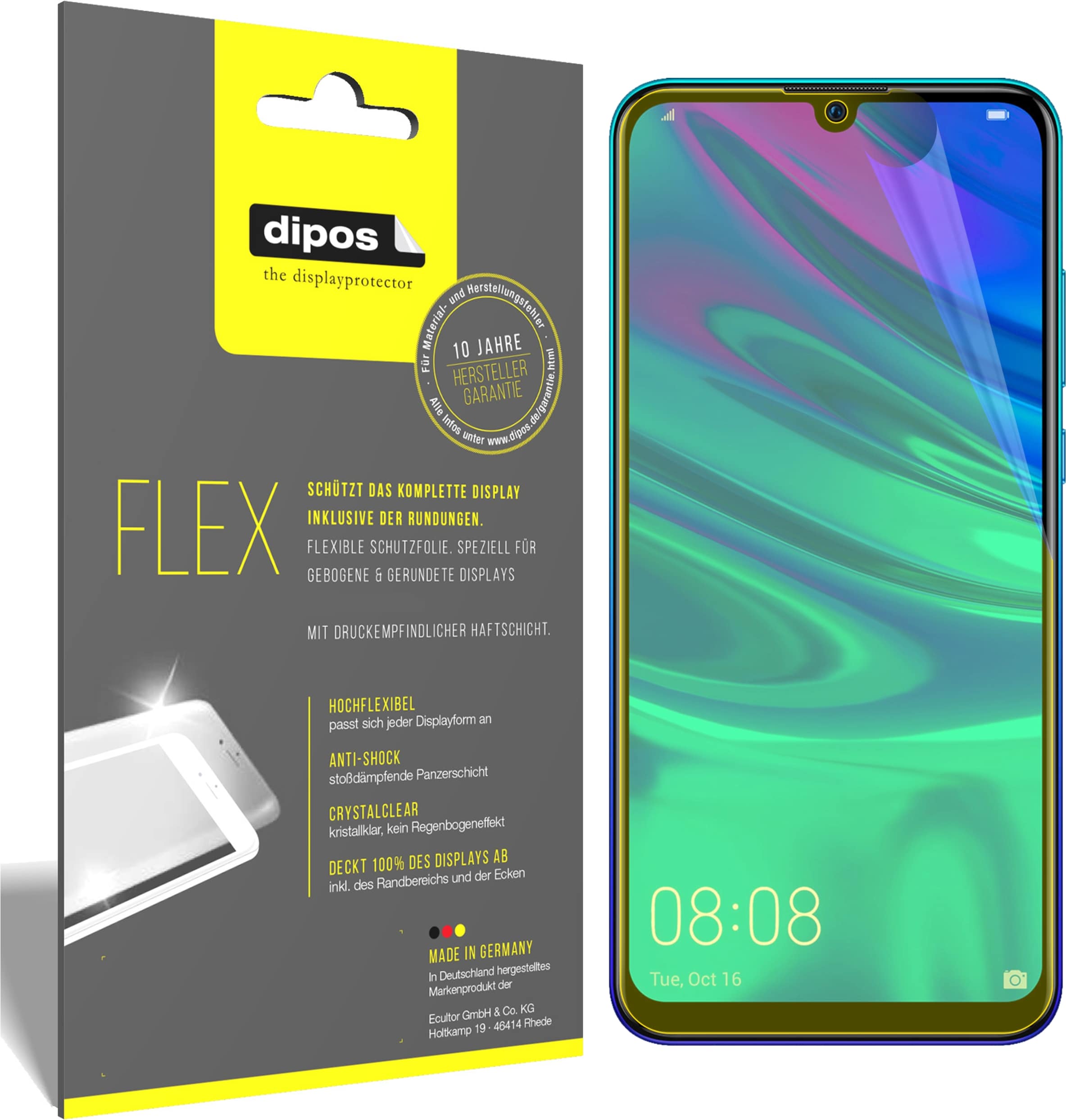 Dipos Displayschutzfolie Full-Cover 3D (2 Stück, Huawei P Smart (2019)), Smartphone Schutzfolie, Transparent