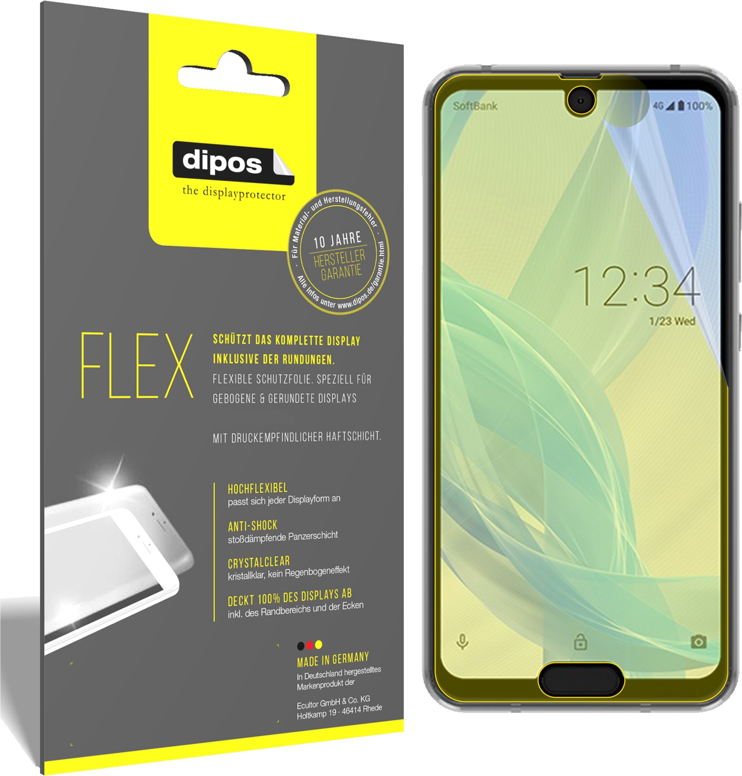 Dipos Displayschutzfolie Full-Cover 3D (2 Stück, Sharp Aquos R2 Compact), Smartphone Schutzfolie, Transparent