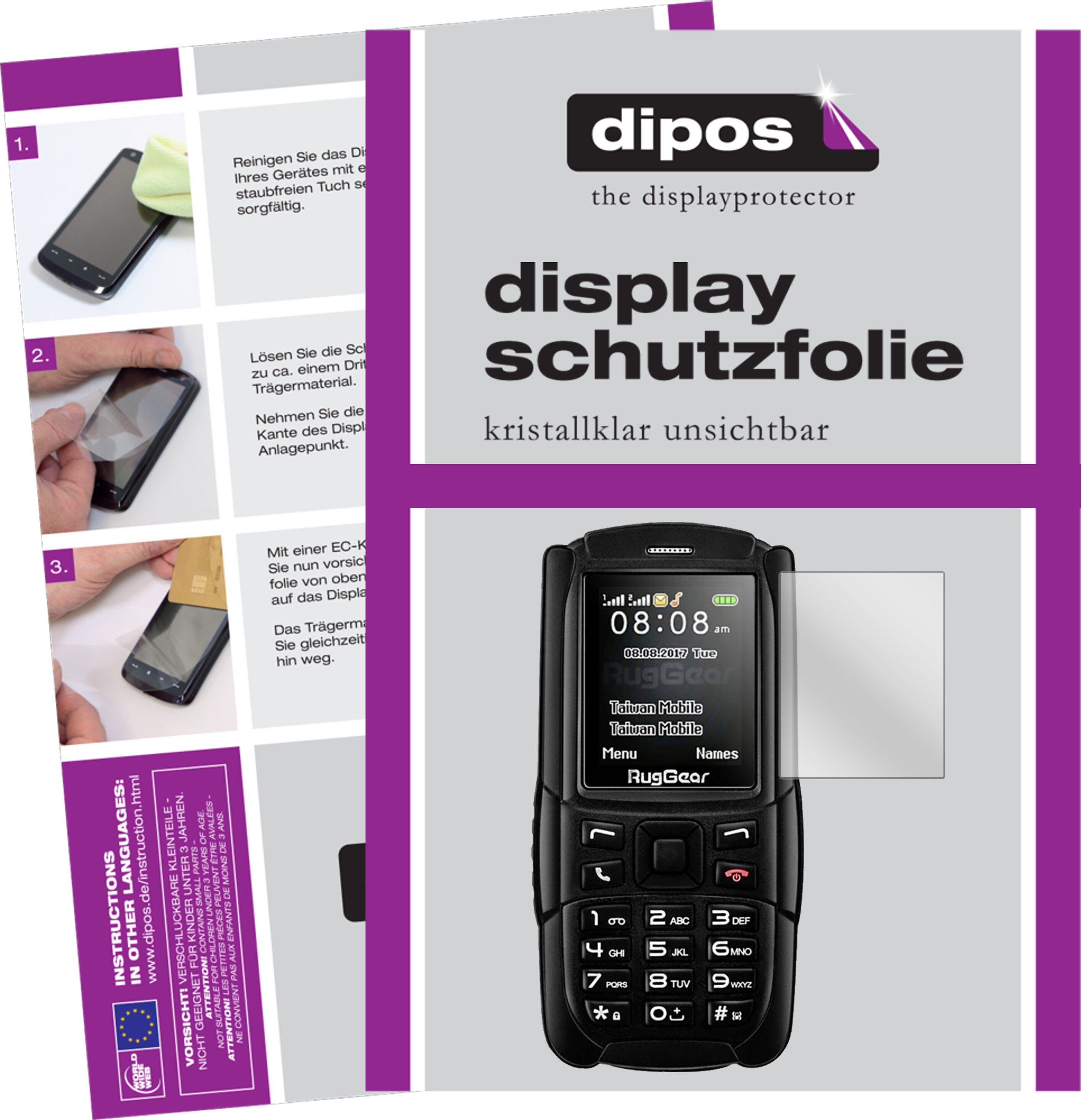 Dipos Displayschutzfolie Crystalclear (1 Stück, Rg129), Smartphone Schutzfolie, Transparent