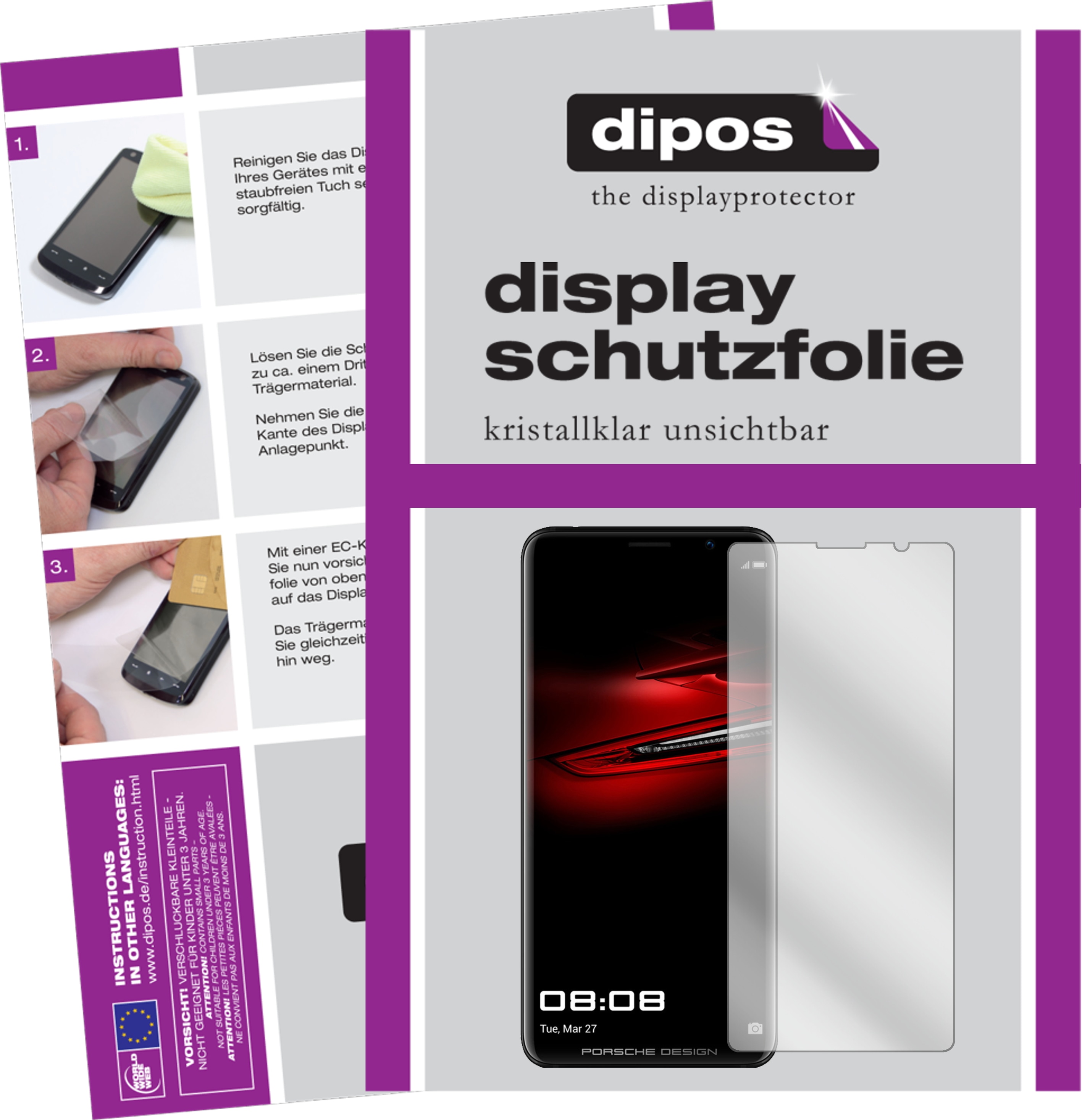 Dipos Displayschutzfolie Crystalclear (5 Stück, Huawei Mate RS Porsche Design), Smartphone Schutzfolie, Transparent