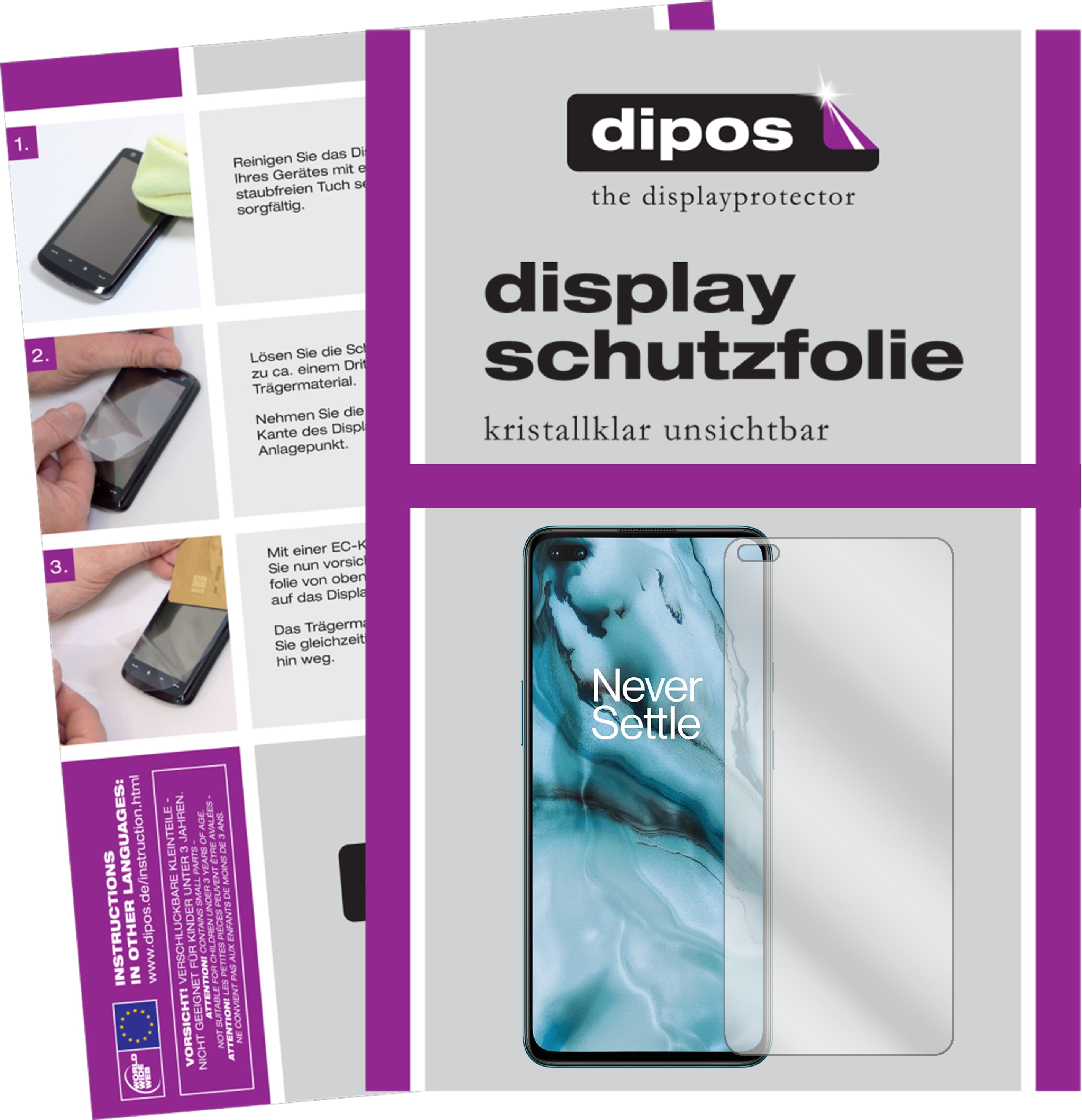 Dipos Displayschutzfolie Crystalclear (6 Stück, OnePlus Nord), Smartphone Schutzfolie, Transparent