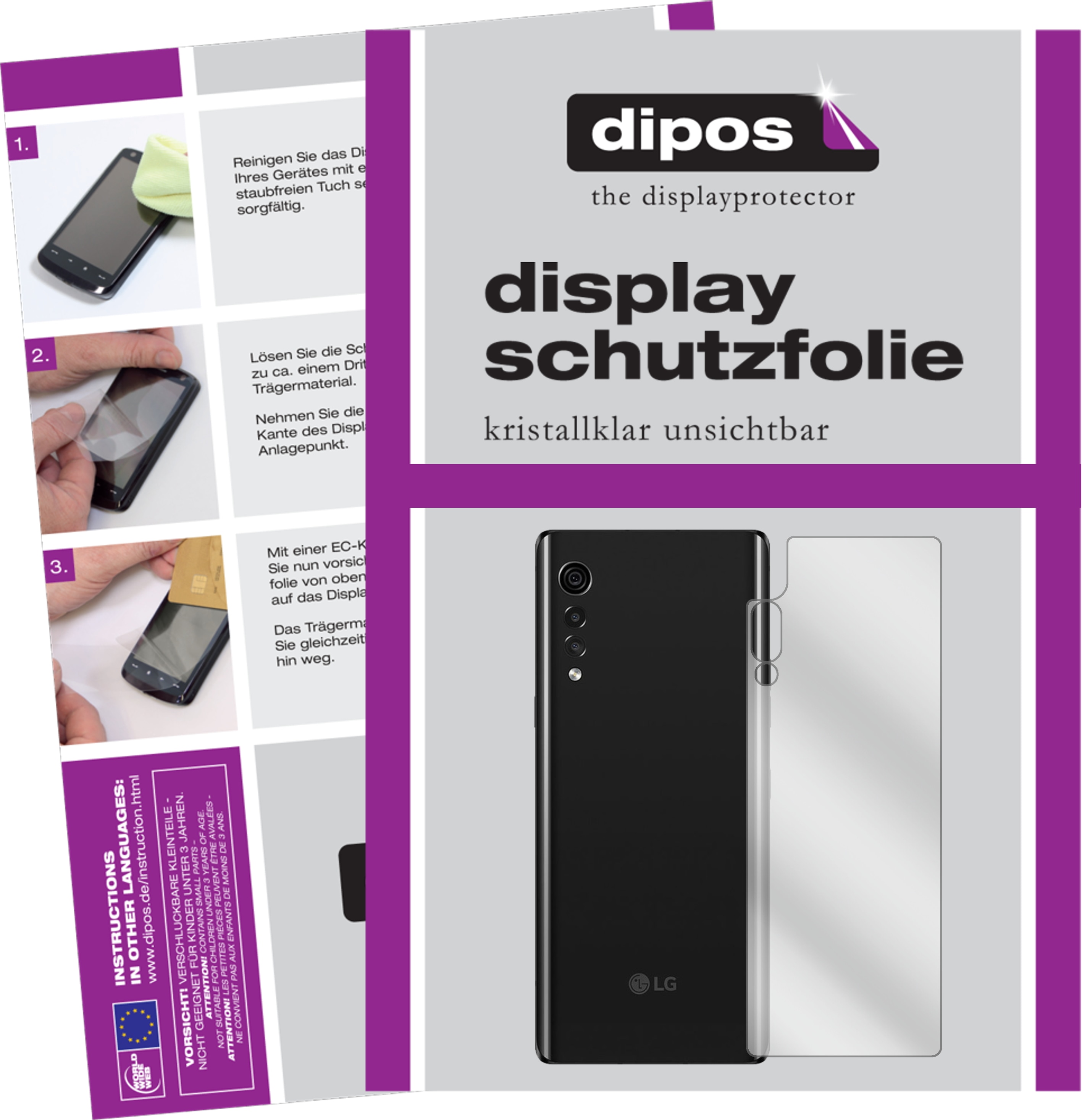 Dipos Displayschutzfolie Crystalclear (1 Stück, LG Velvet), Smartphone Schutzfolie, Transparent