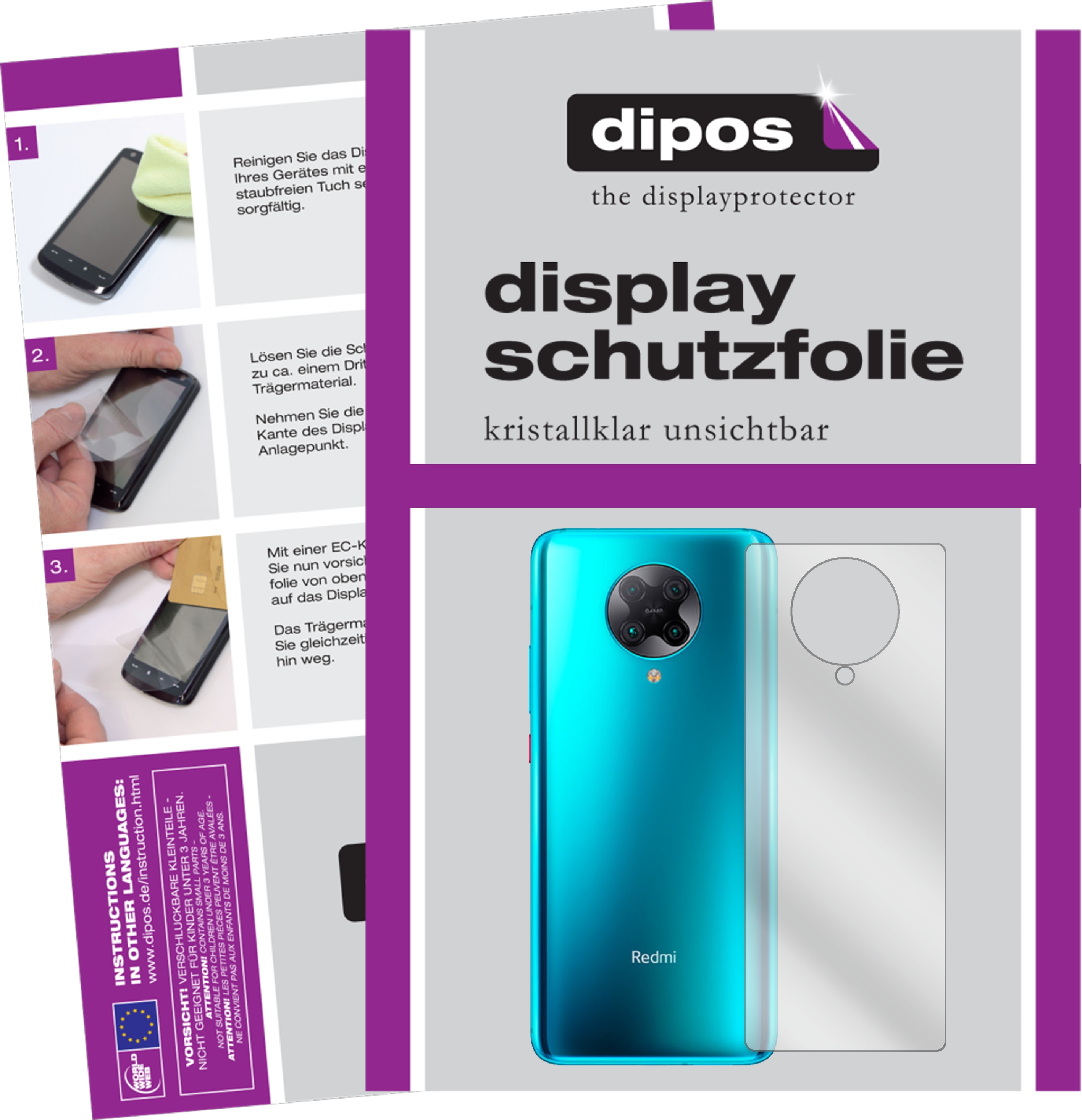 Dipos Displayschutzfolie Crystalclear (2 Stück, Xiaomi Redmi K30 Ultra), Smartphone Schutzfolie, Transparent