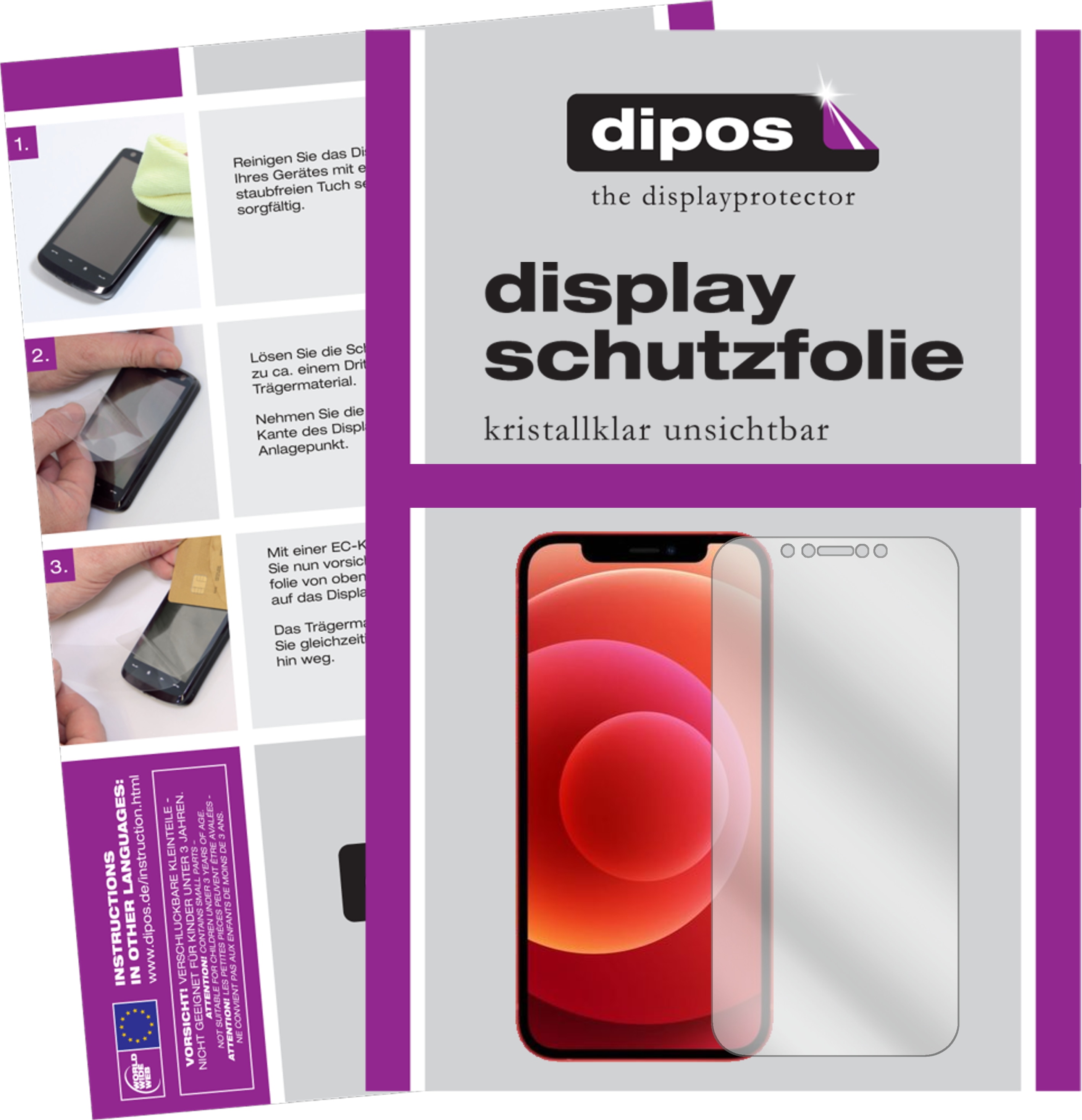 Dipos Displayschutzfolie Crystalclear (6 Stück, iPhone 12), Smartphone Schutzfolie