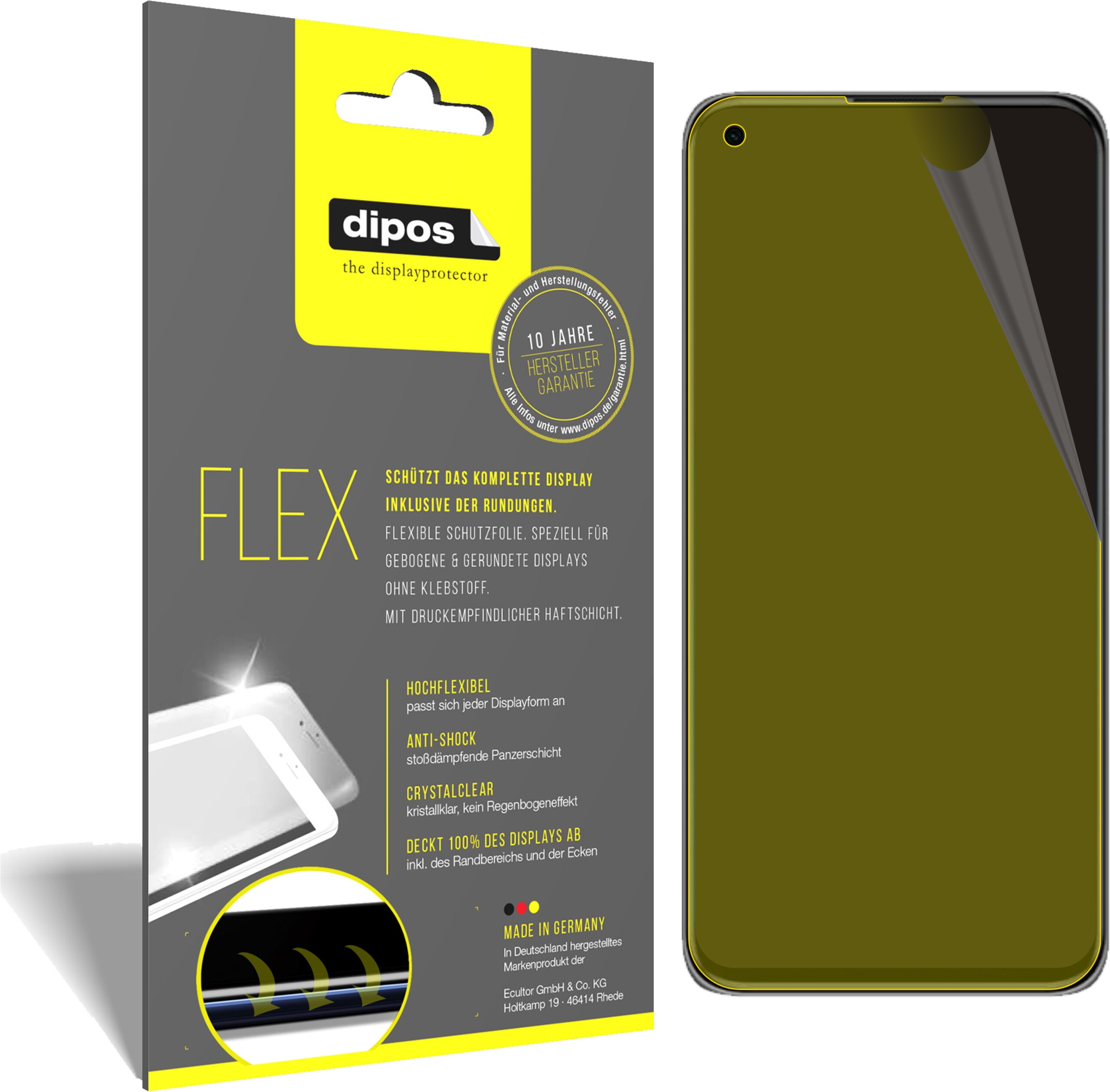 Dipos Displayschutzfolie Full-Cover 3D (2 Stück, Xiaomi Mi 11 Lite), Smartphone Schutzfolie, Transparent