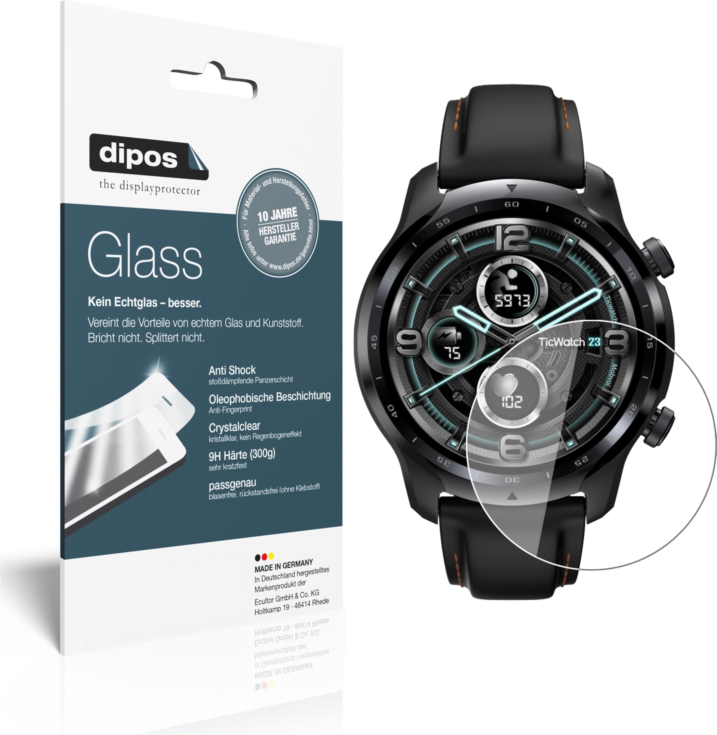 Dipos Displayschutz Anti-Shock, Smartwatch Schutzfolie, Transparent