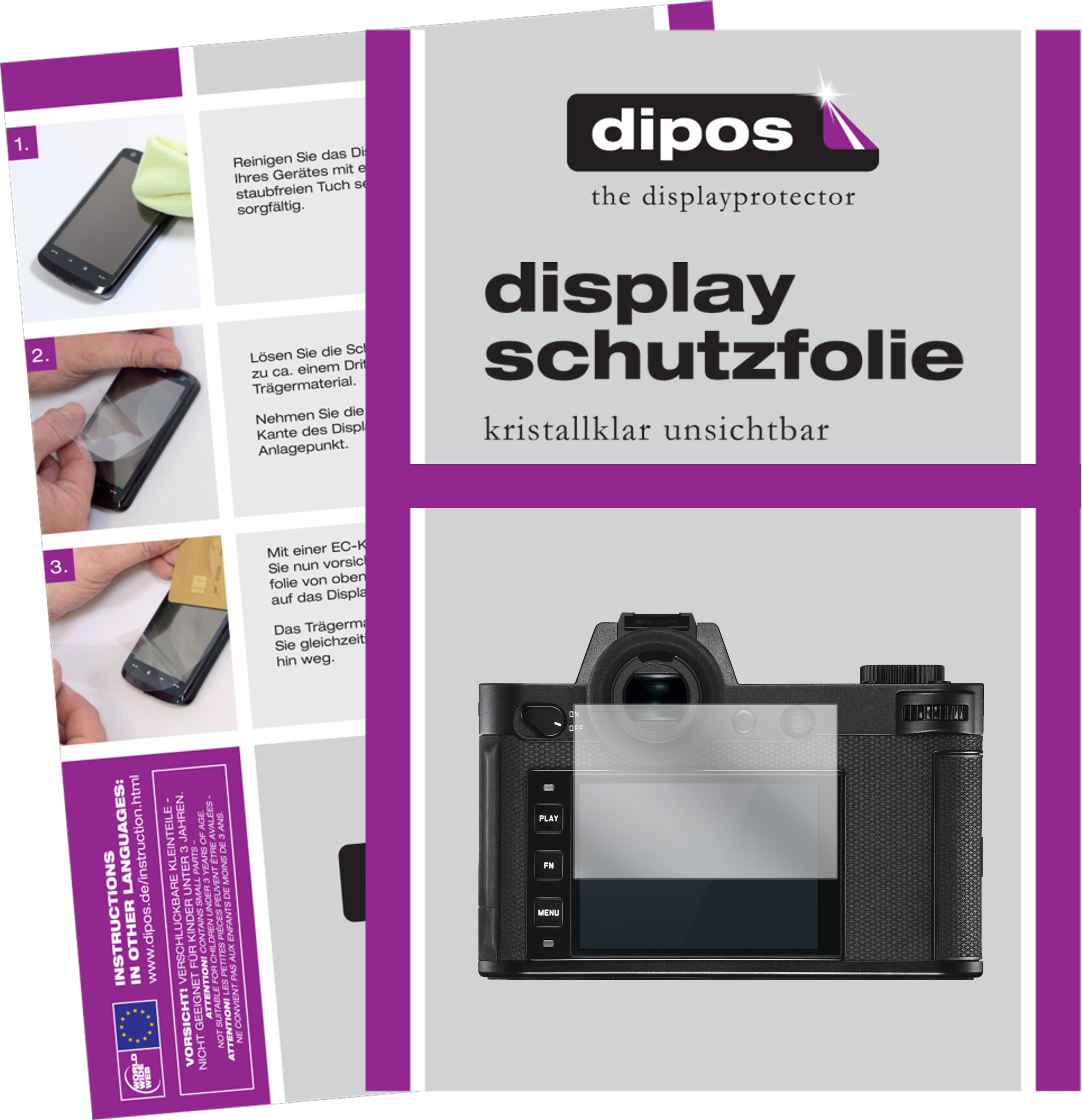 Dipos Displayschutzfolie Crystalclear (Displayschutz, Leica SL2), Kameraschutz, Transparent