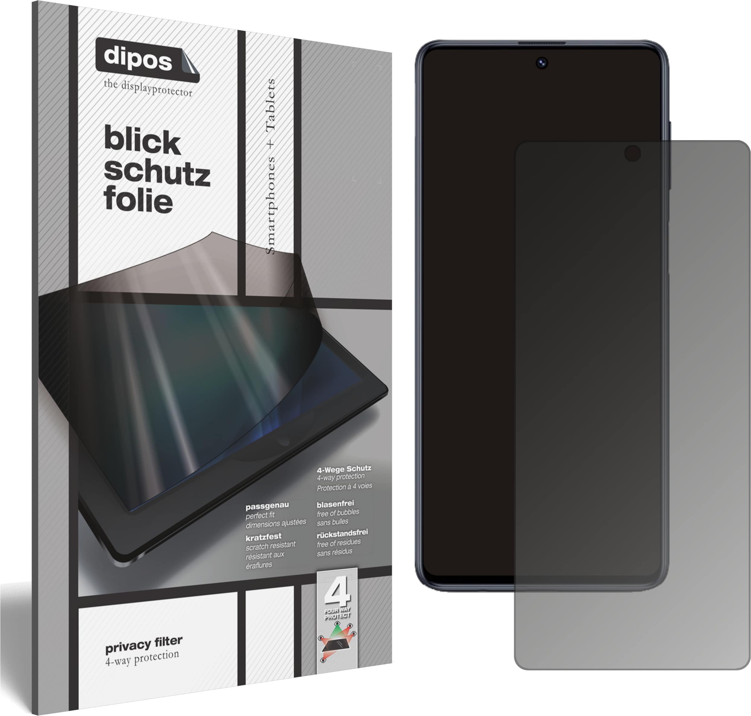 Dipos Blickschutzfolie 4-Way Privacy (1 Stück, Galaxy M62), Smartphone Schutzfolie