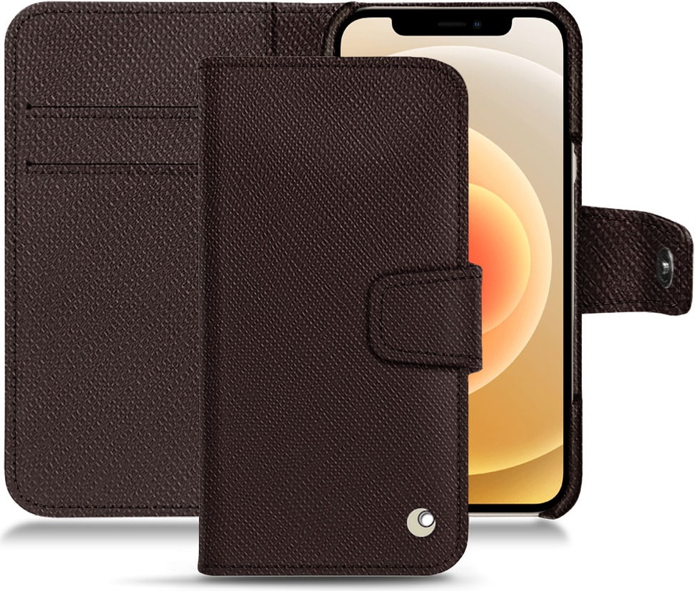 Noreve Lederschutzhülle Wallet (iPhone 12 Mini), Smartphone Hülle, Braun