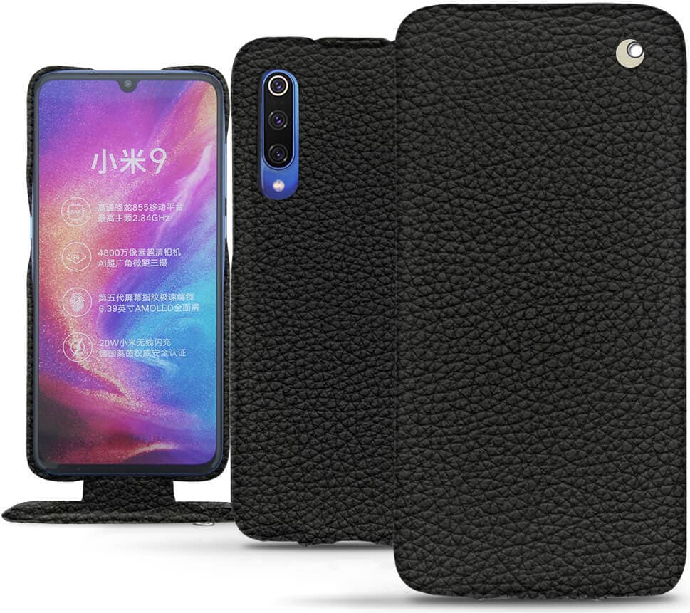 Noreve Lederschutzhülle vertikal (Xiaomi Mi 9), Smartphone Hülle, Schwarz